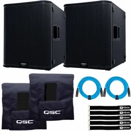 QSC KS118 18" 3600 Watt Powered Active DJ PA Subwoofers Subs w Covers Pack