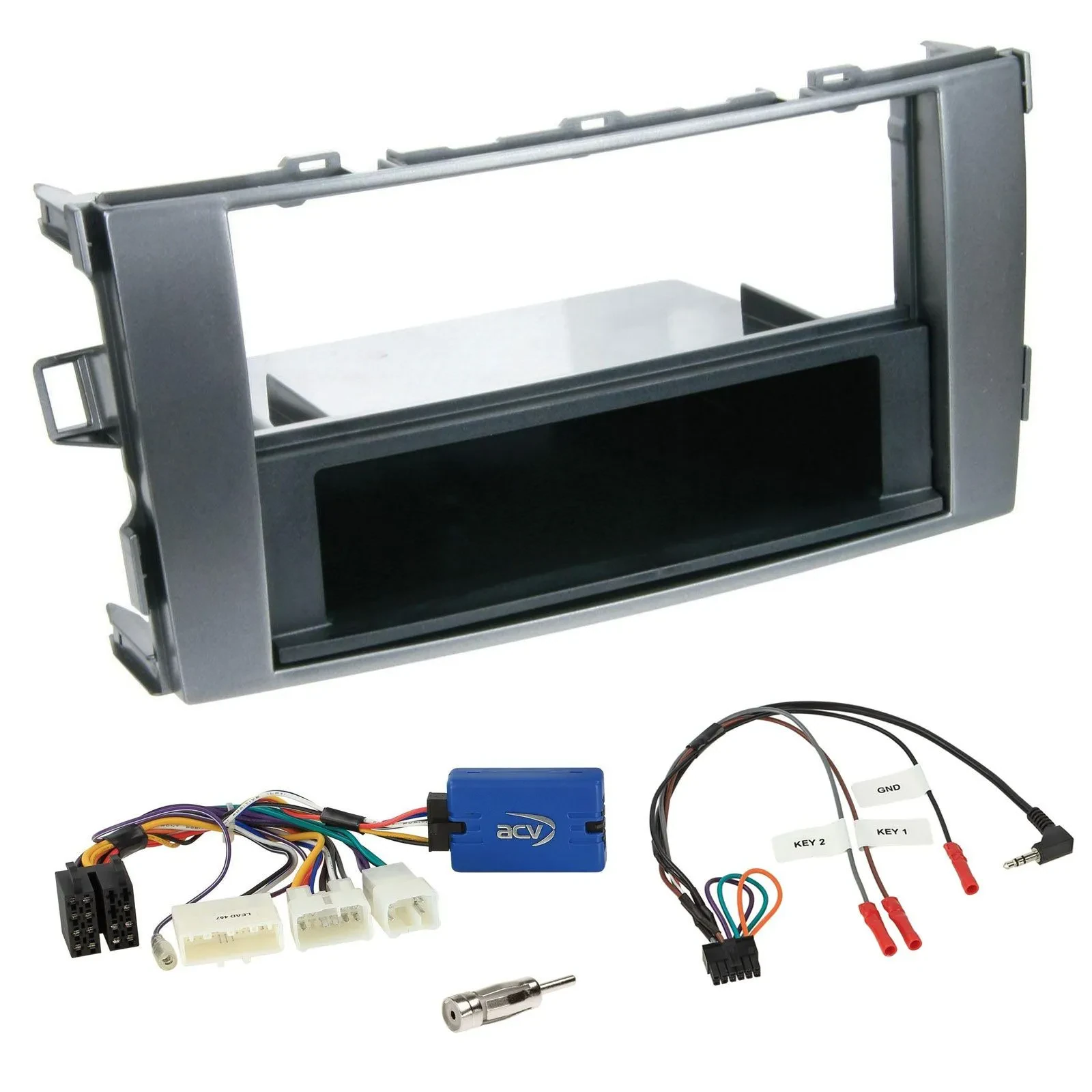 Radioset Lenkradadapter DIN Autoradio für Toyota Auris 2011-2012 anthrazit-grau