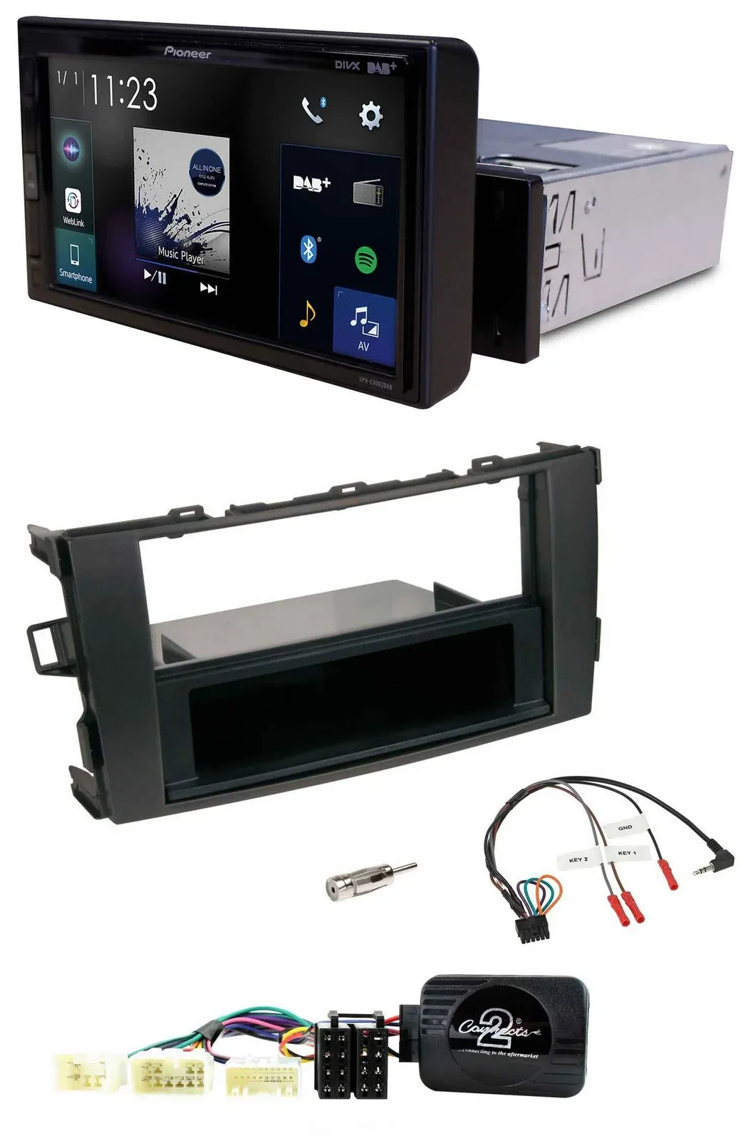 Pioneer DAB Lenkrad Bluetooth USB Autoradio für Toyota Auris 2007-2011 schwarz