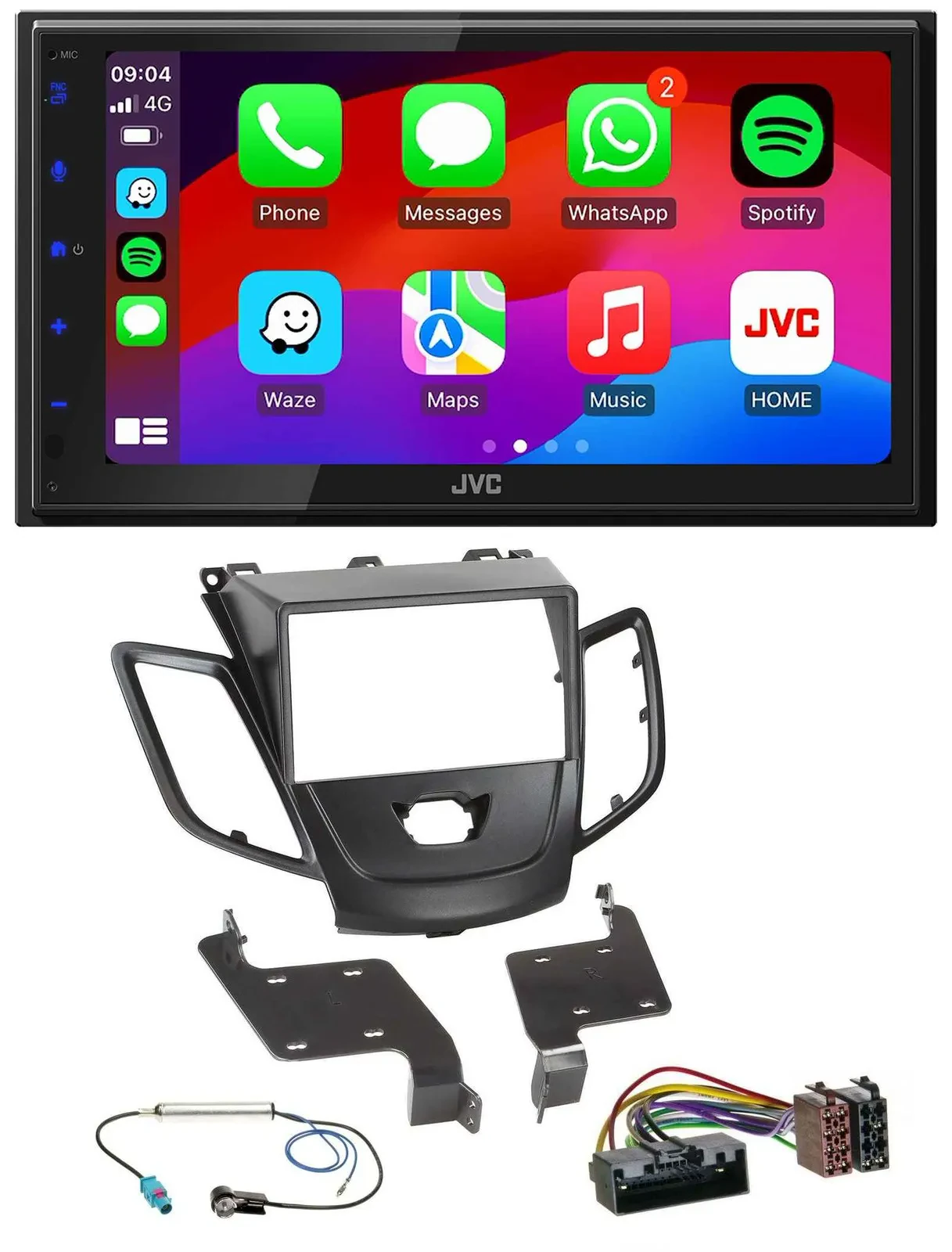 JVC Bluetooth USB MP3 2DIN DAB Autoradio für Ford Fiesta 10-17 schwarz