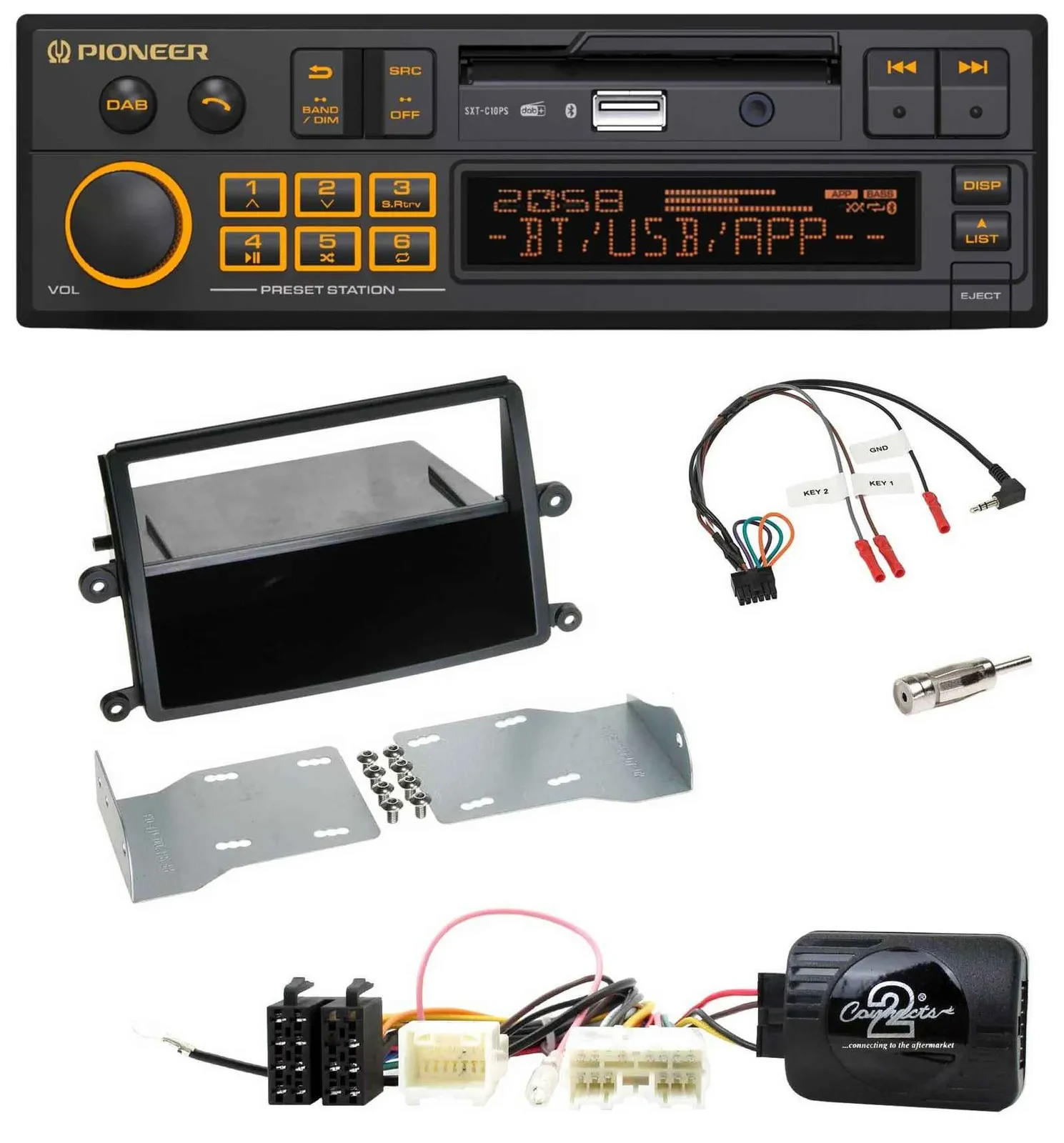 Автомагнитола для Mitsubishi L200 2006–2015 Pioneer DAB, USB, Bluetooth, поддержка управления на руле
