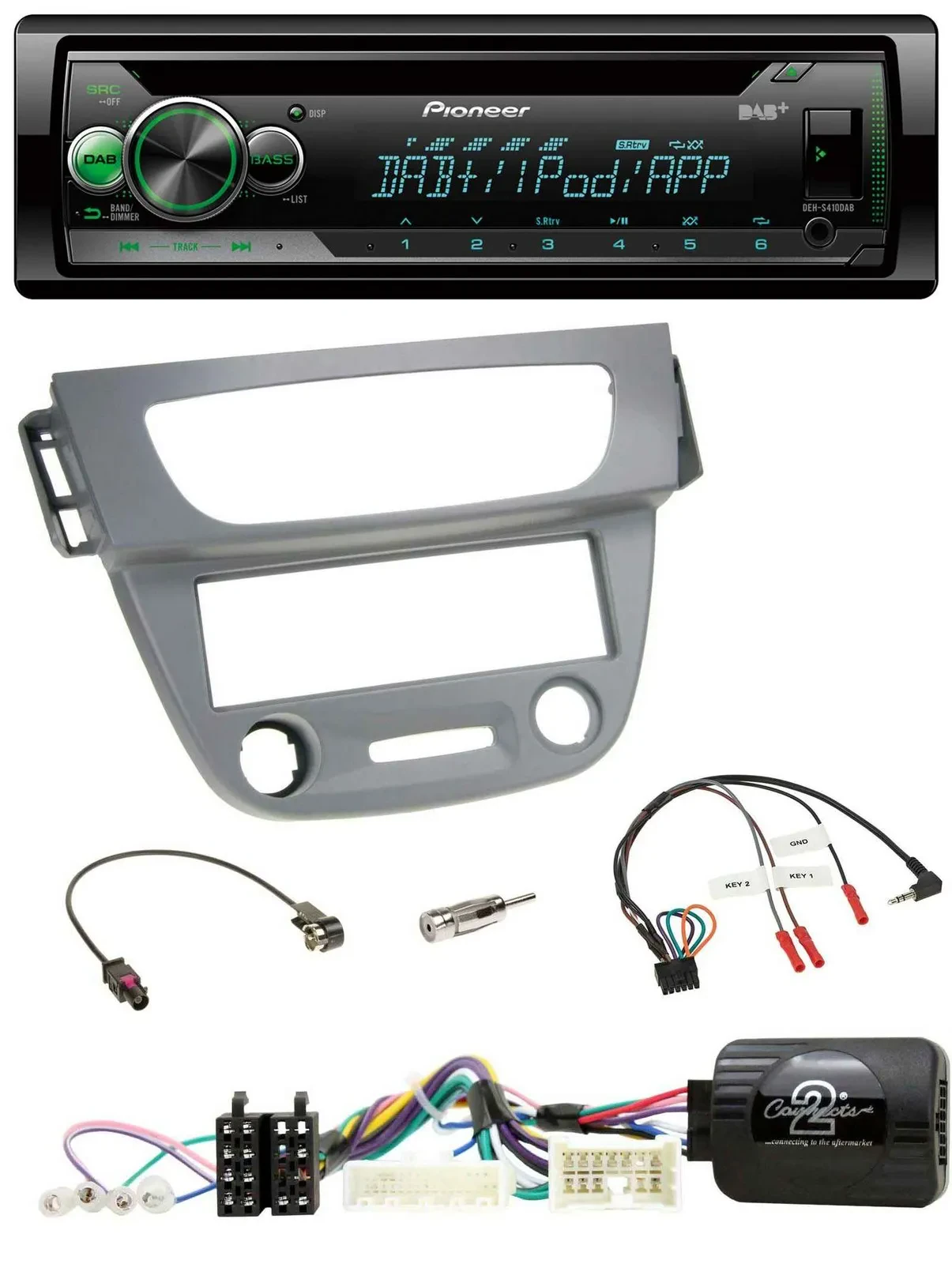 Pioneer USB MP3 DAB Lenkrad CD Autoradio für Renault Megane 3 2012-2014 grau