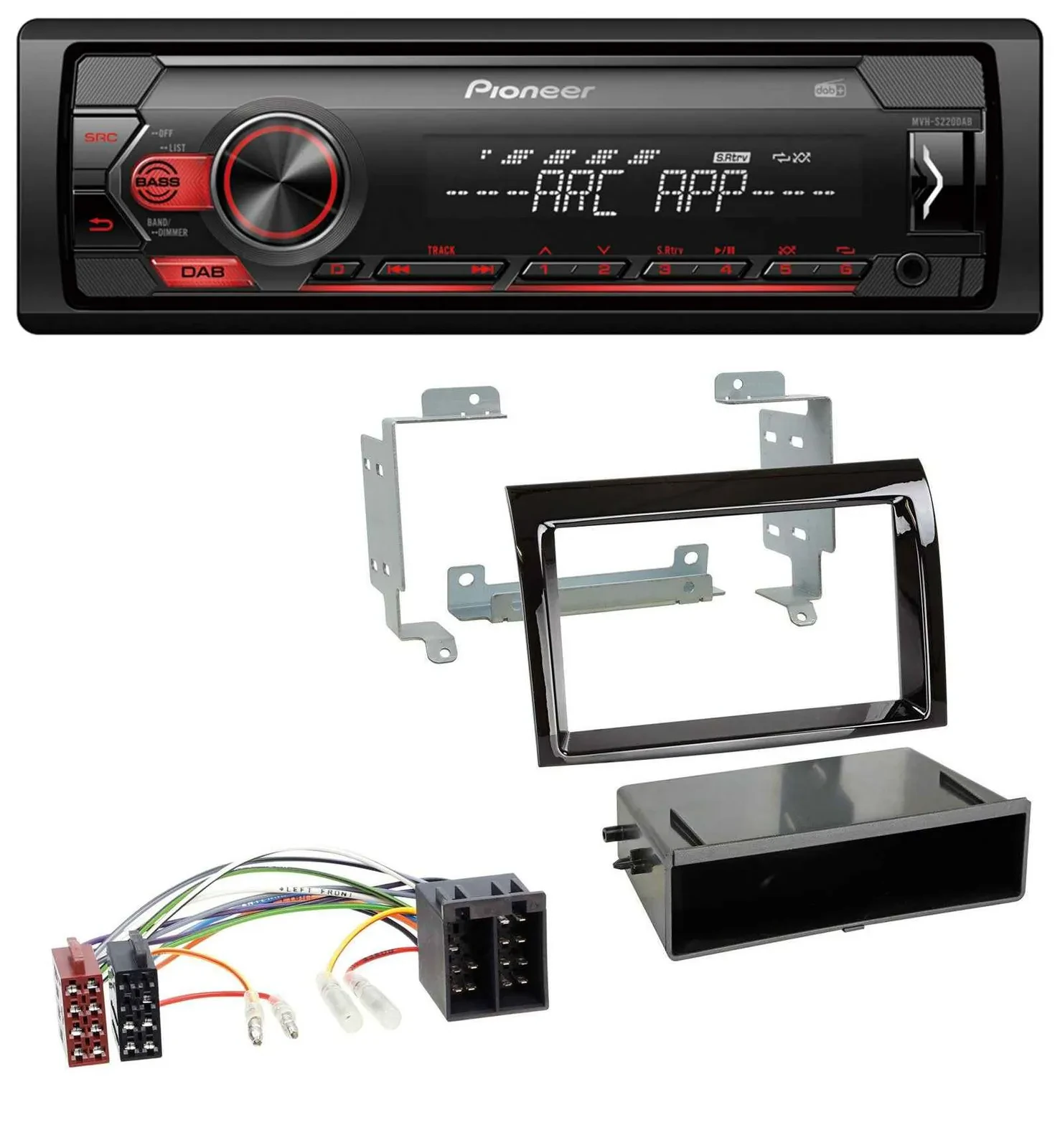 Автомагнитола Pioneer 1 DIN DAB MP3 AUX USB для Fiat Ducato (2006–2010) черный глянец