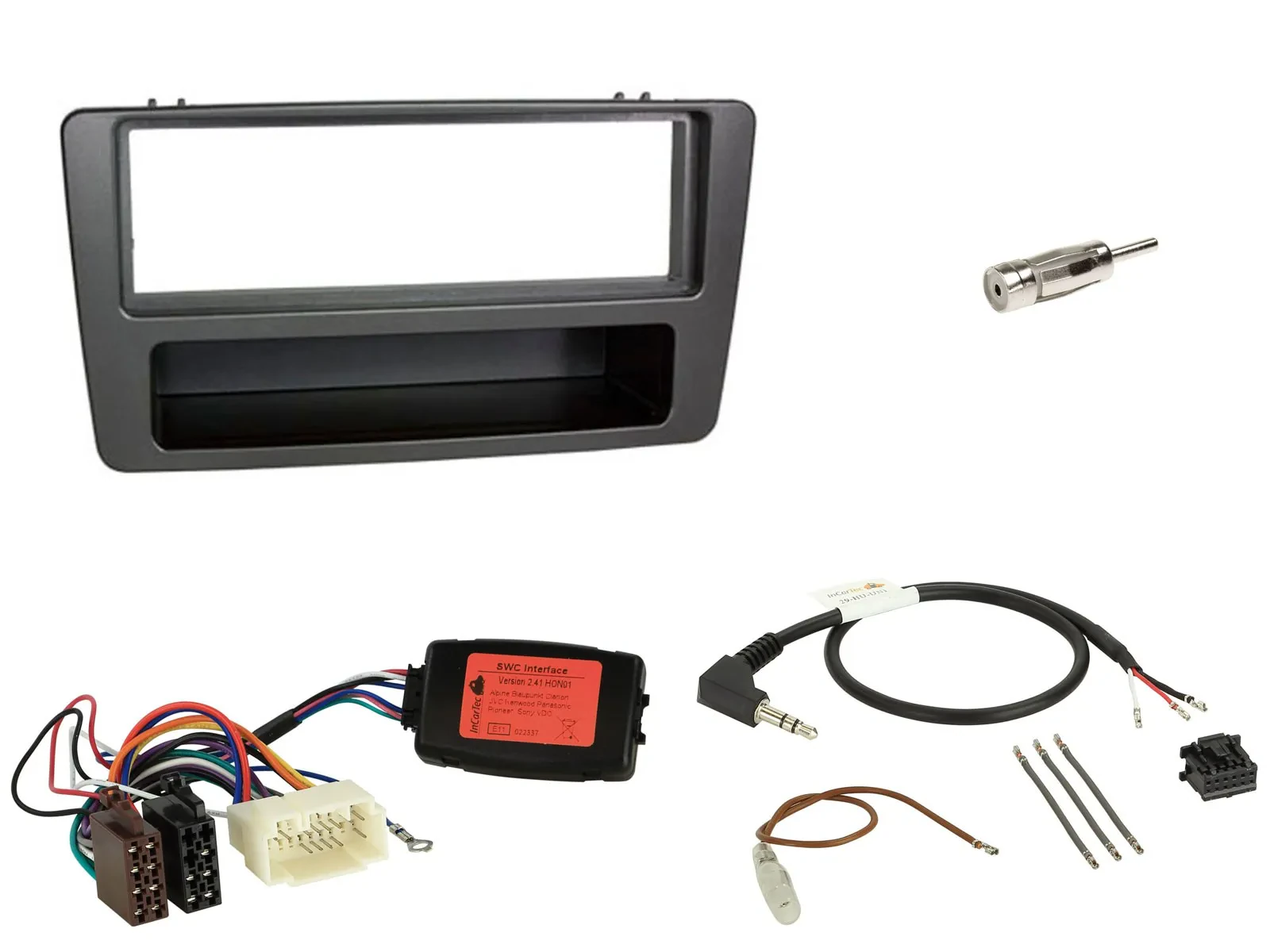 Einbauset Lenkradadapter DIN Autoradio für Honda Civic 01-03 schwarz