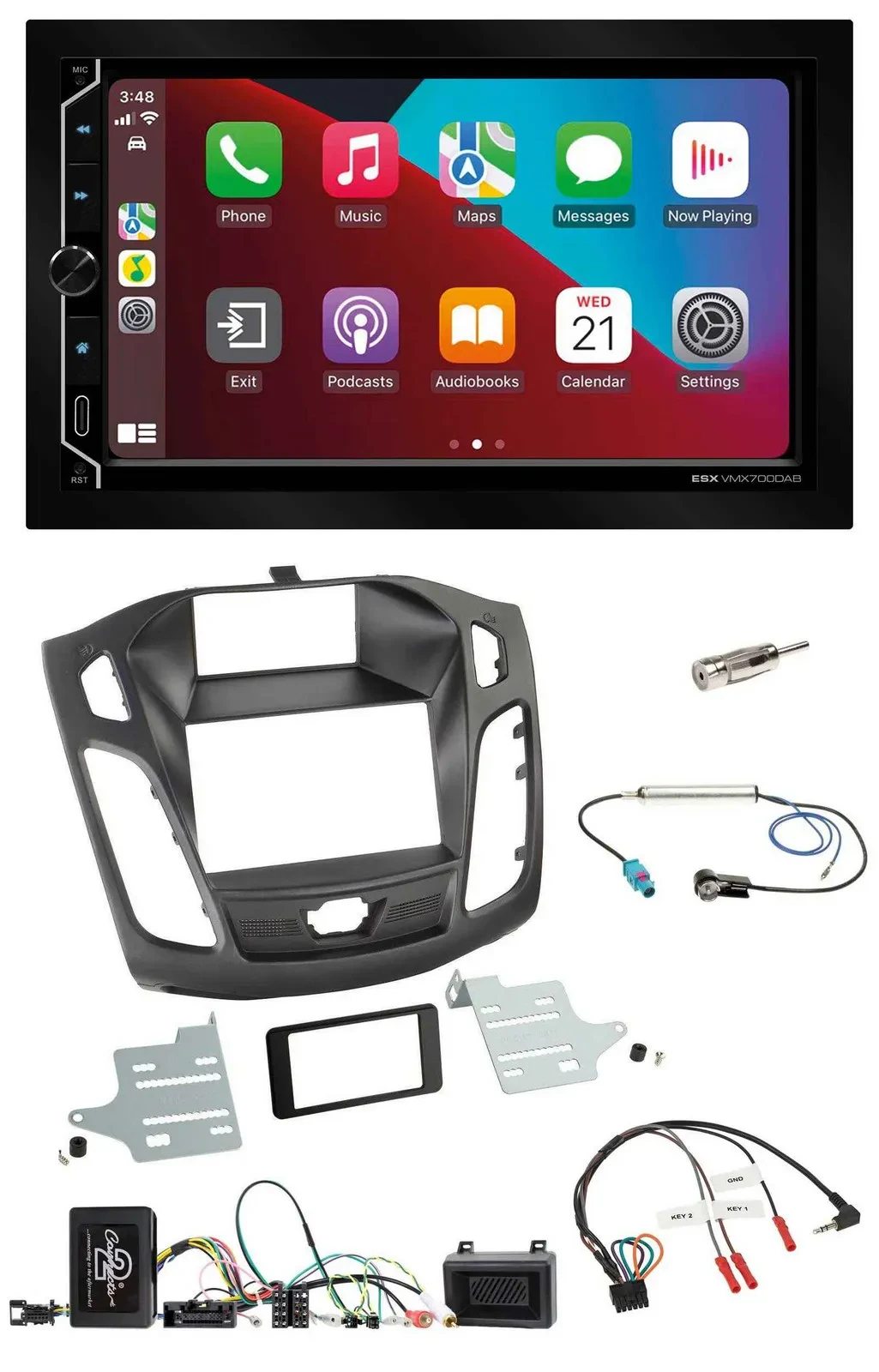 ESX 2DIN DAB USB Lenkrad Bluetooth Autoradio für Ford Focus 2011-2014