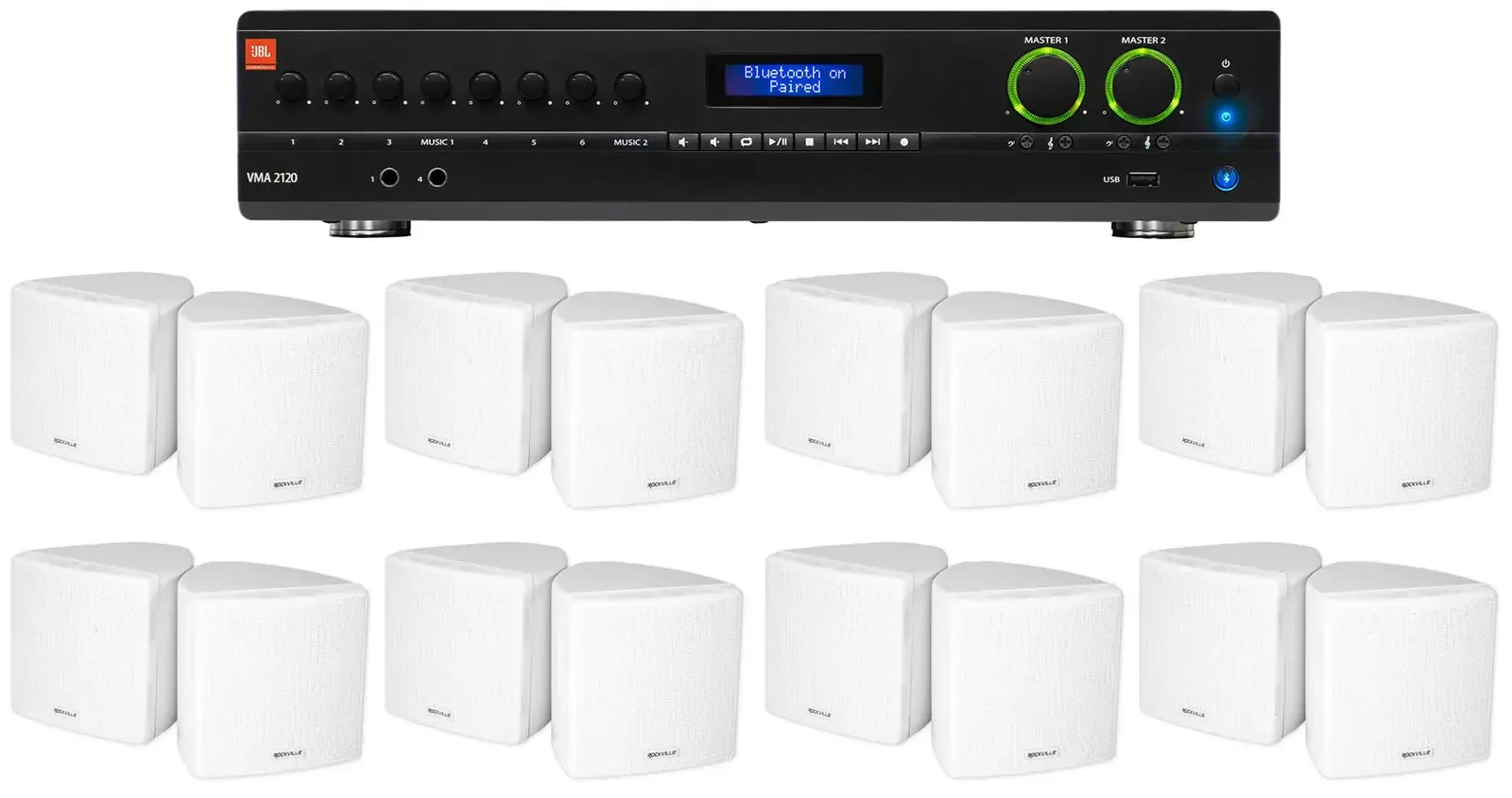 Настенная акустика JBL Cube 70v White с усилителем (16 штук)