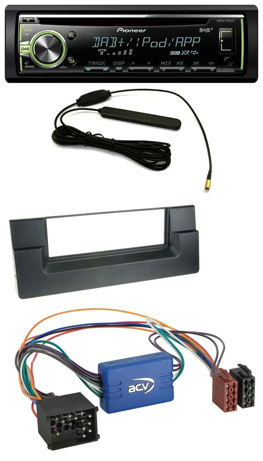 Автомагнитола для BMW Pioneer MP3 USB CD DAB AUX (5 E39, X5 E53, активная система, круглый пин)