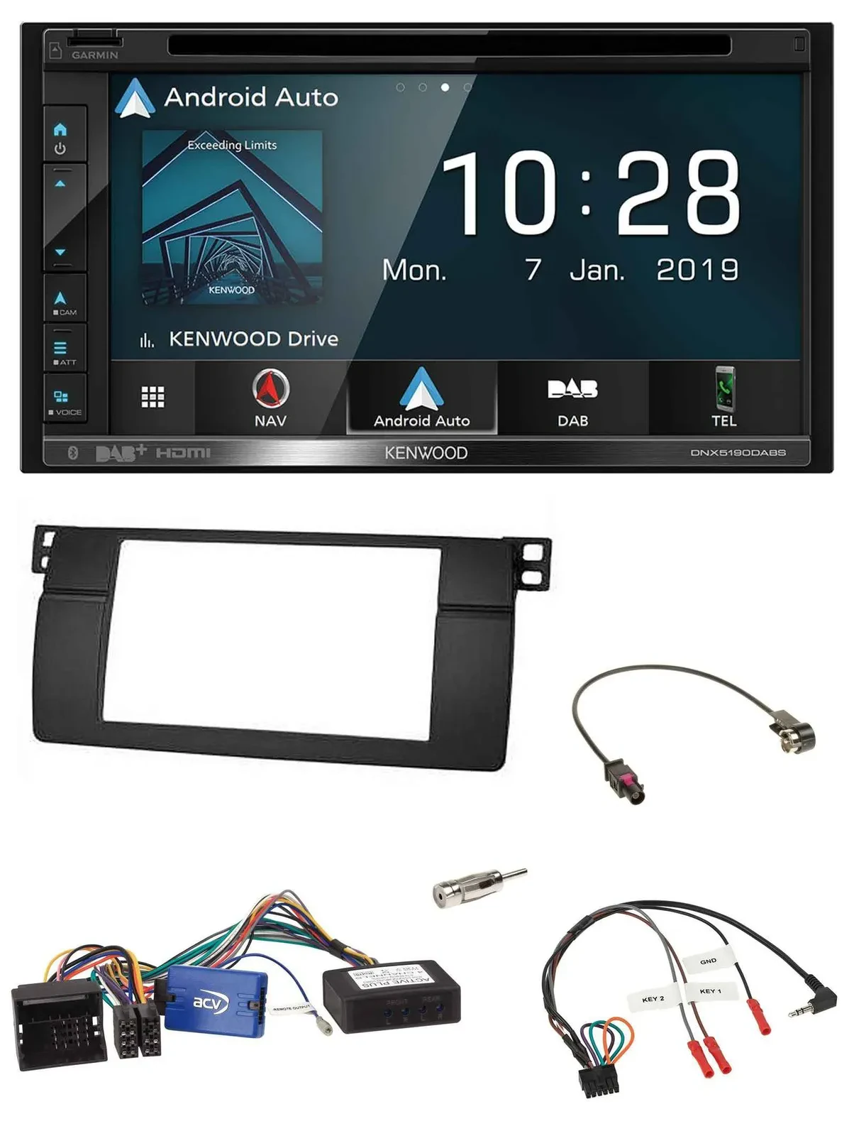 Kenwood DAB TMC USB 2DIN Lenkrad Bluetooth Navigation für BMW 3er 2002-2006 E46