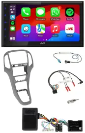 JVC Bluetooth USB Lenkrad 2DIN DAB Autoradio für Opel Astra J ab 2009 Titangrau
