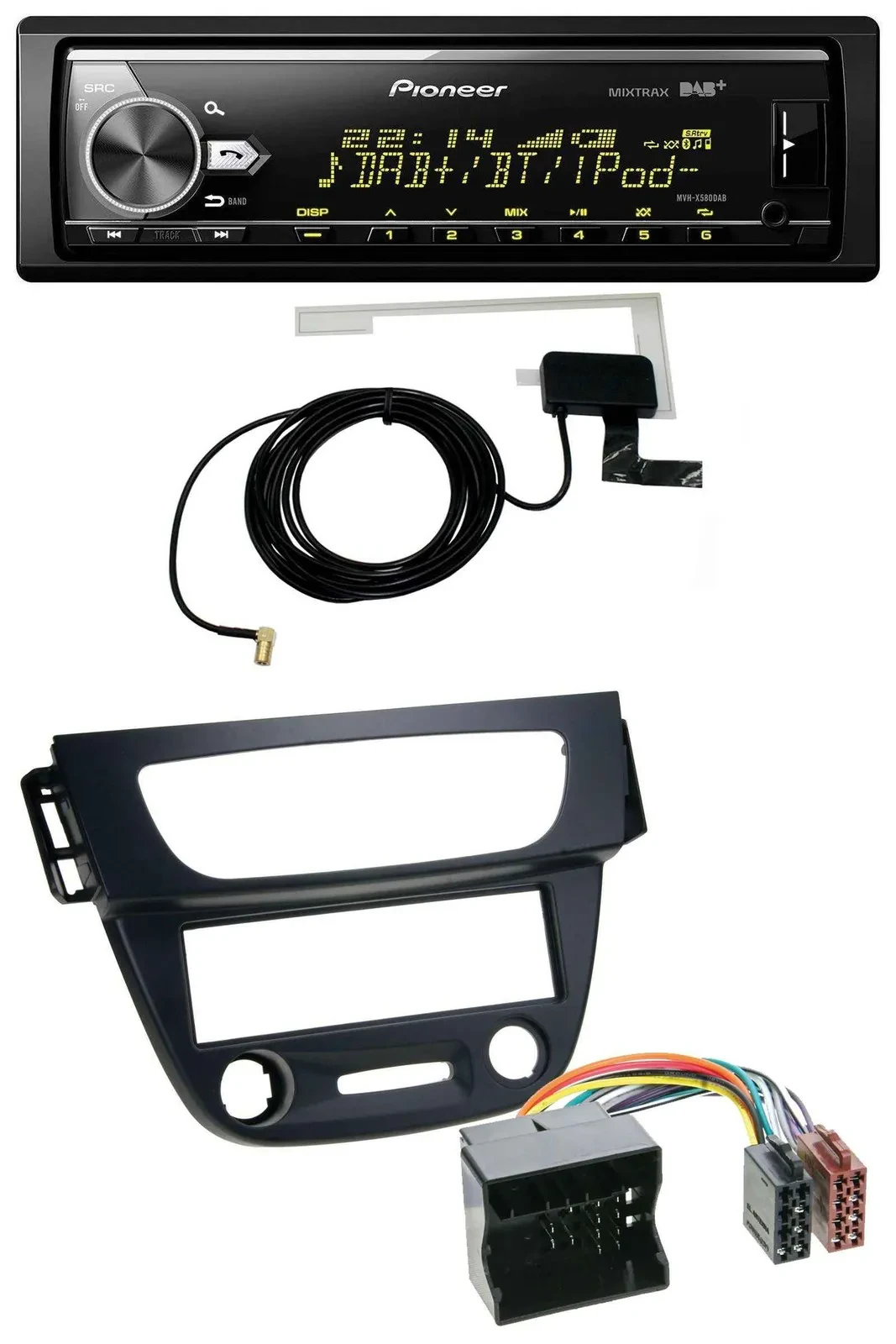 Автомагнитола для Renault Megane 3 (2009–2014) Pioneer Bluetooth DAB USB MP3 Quadlock черная