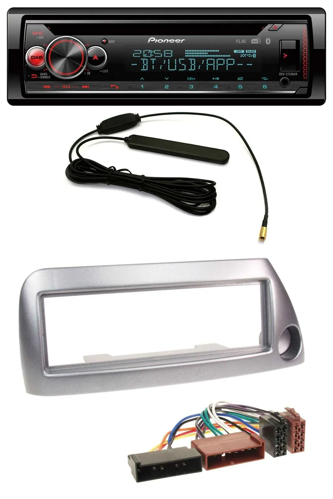 Автомагнитола Pioneer USB, DAB, MP3, Bluetooth, CD для Ford Ka до 2008 серебристый металлик