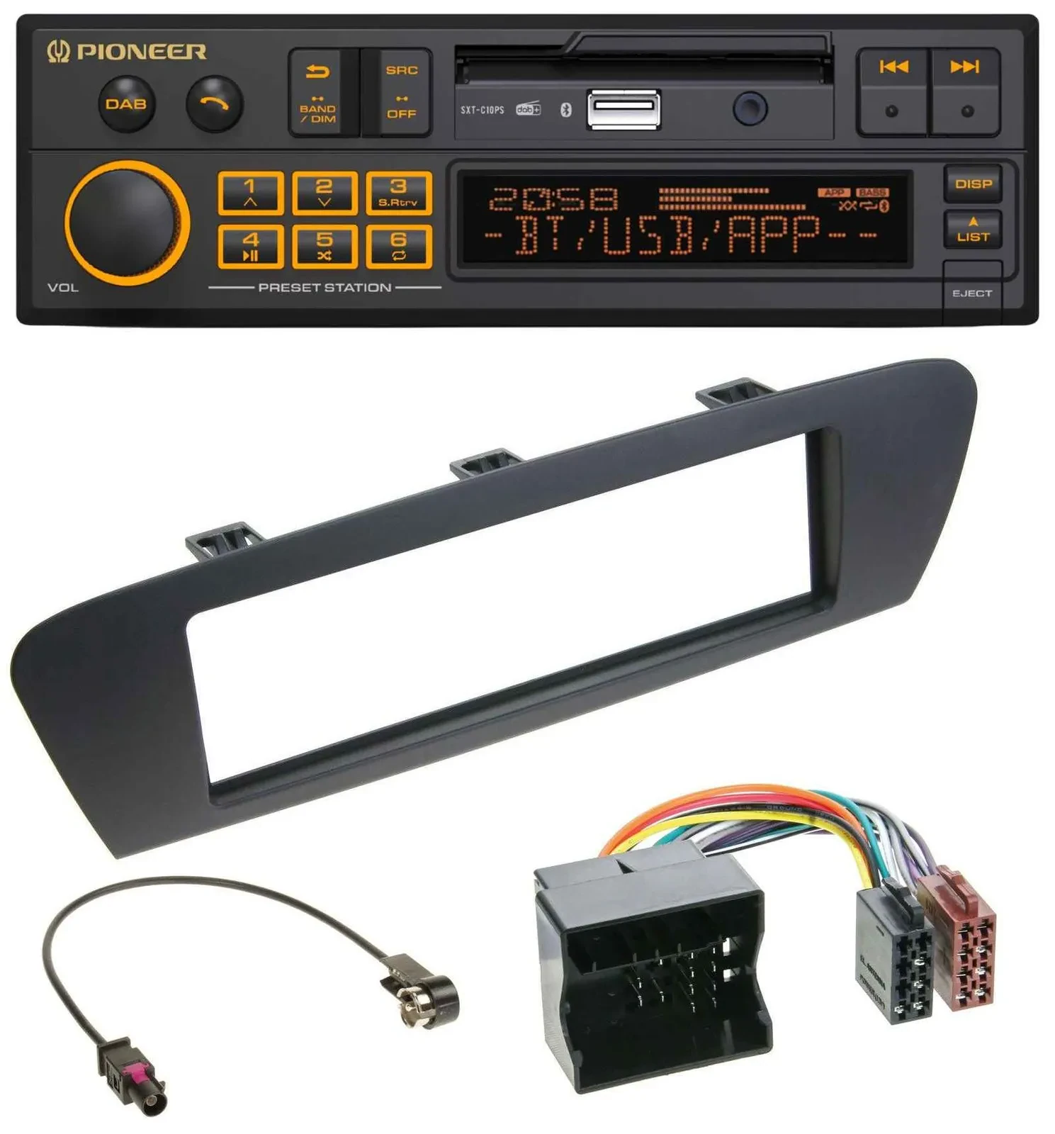Pioneer DAB MP3 USB Bluetooth Autoradio für Renault Scenic (ab 12) - braun