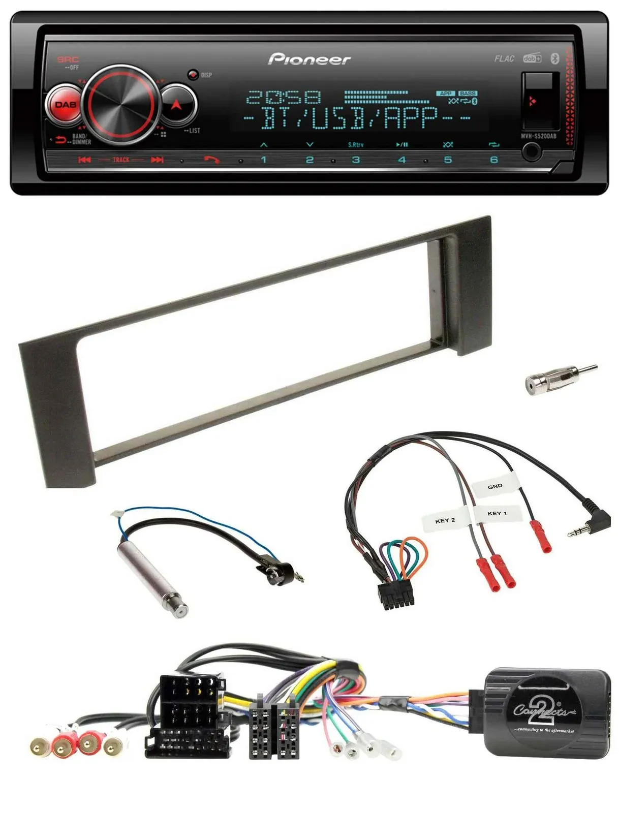 Pioneer Bluetooth USB Lenkrad DAB Autoradio für Audi A4 00-09 ISO Fakra teilakti