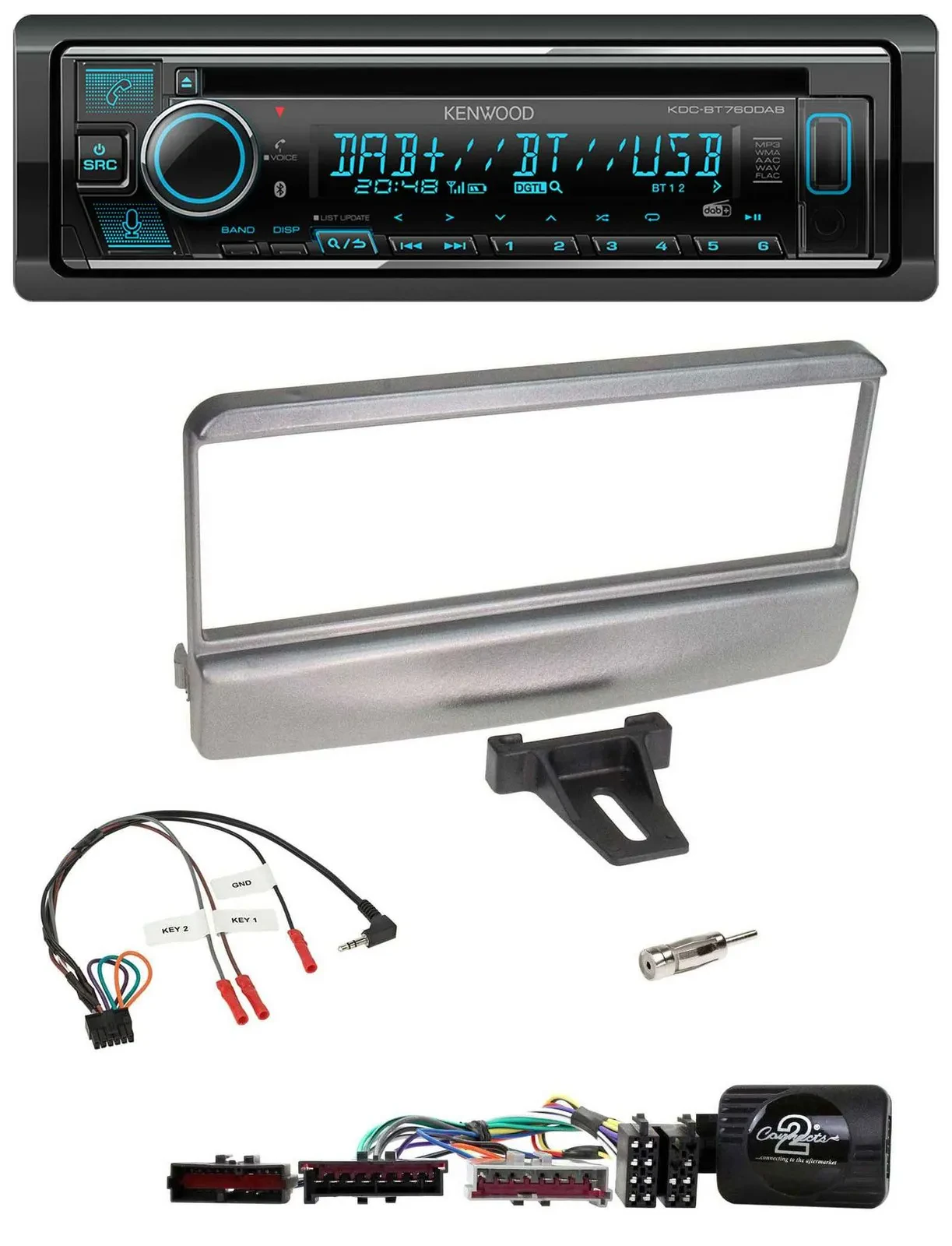 Kenwood Lenkrad Bluetooth DAB USB CD Autoradio für Ford Mondeo 2000-2002 silber