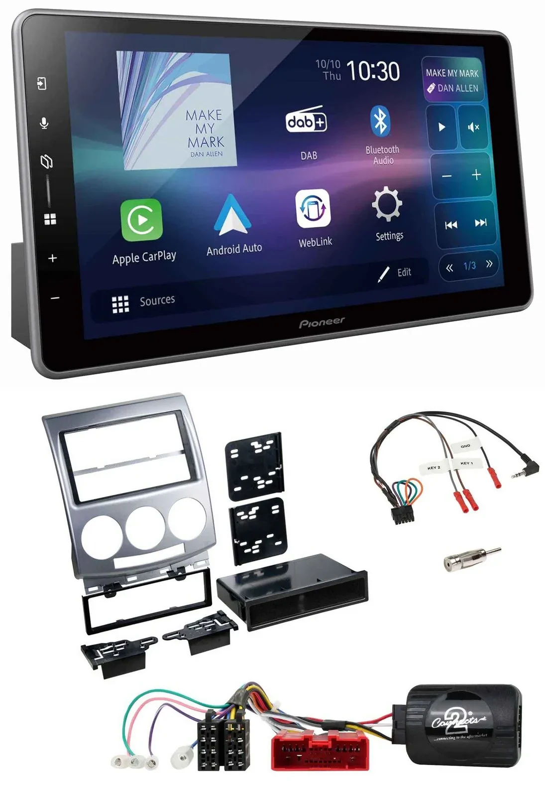 Pioneer Bluetooth USB DAB Lenkrad Autoradio für Mazda 5 CR 2005-2010 silber