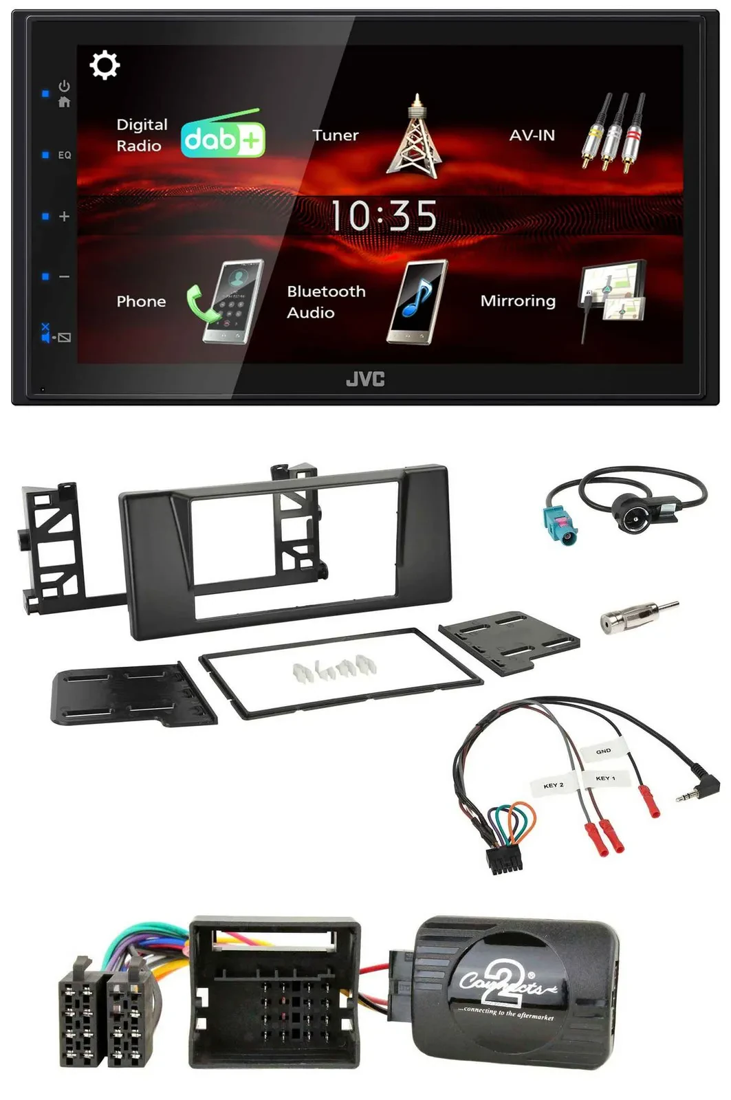 JVC USB Bluetooth Lenkrad DAB 2DIN Autoradio für BMW 5er E39 01-04 Aktivsystem