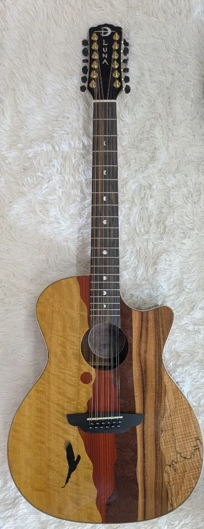 Luna Guitars Luna Vista Eagle 12 String  Tropical Wood Acoustic Electric Guitar w/Hard Case