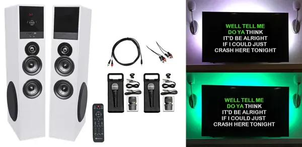 Rockville Bluetooth Home Theater/Karaoke Machine System W/LED'S+Subs+Microphones