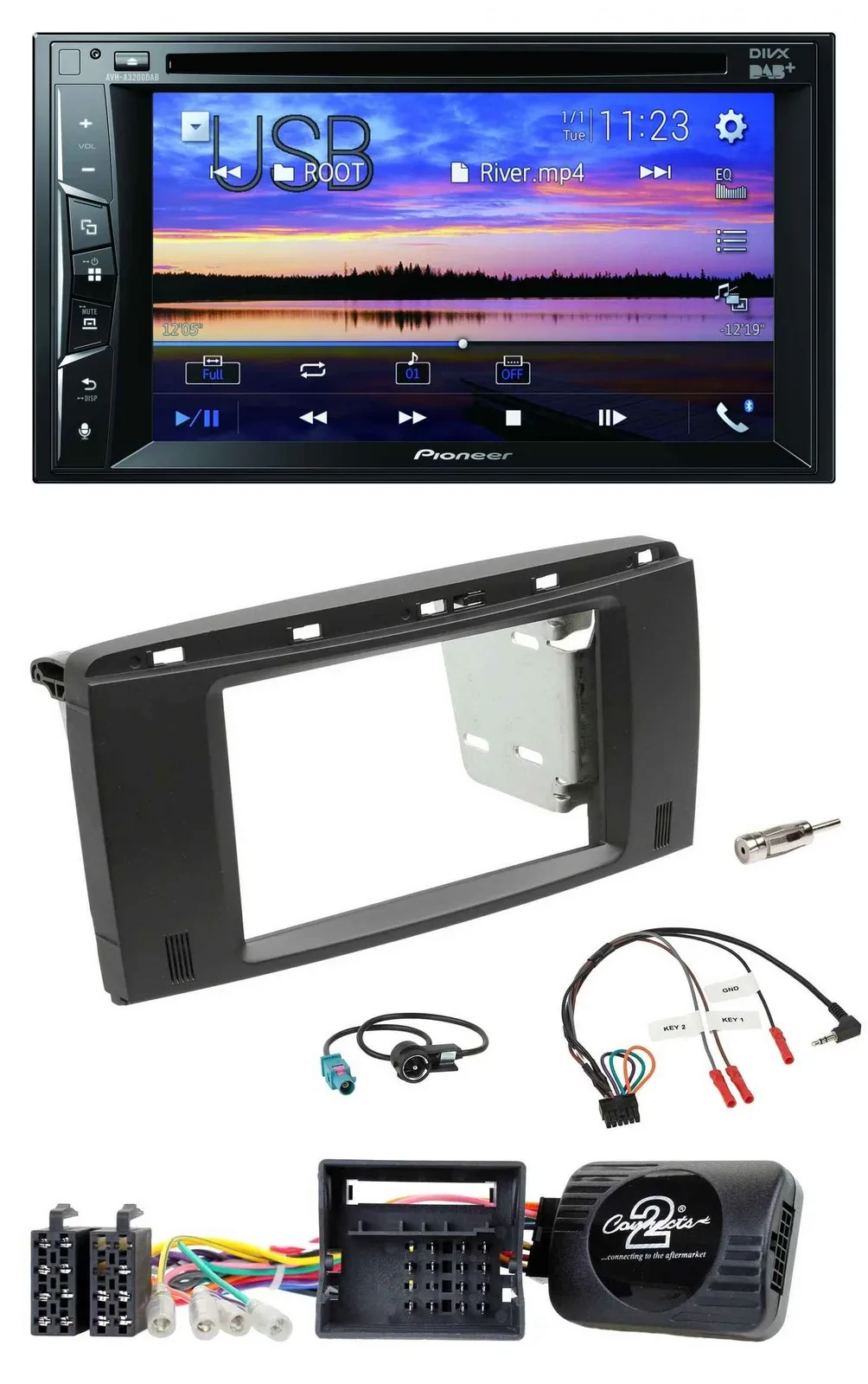 Автомагнитола для Mercedes R-Class 2006- Pioneer 2DIN, Bluetooth, USB, DVD, DAB