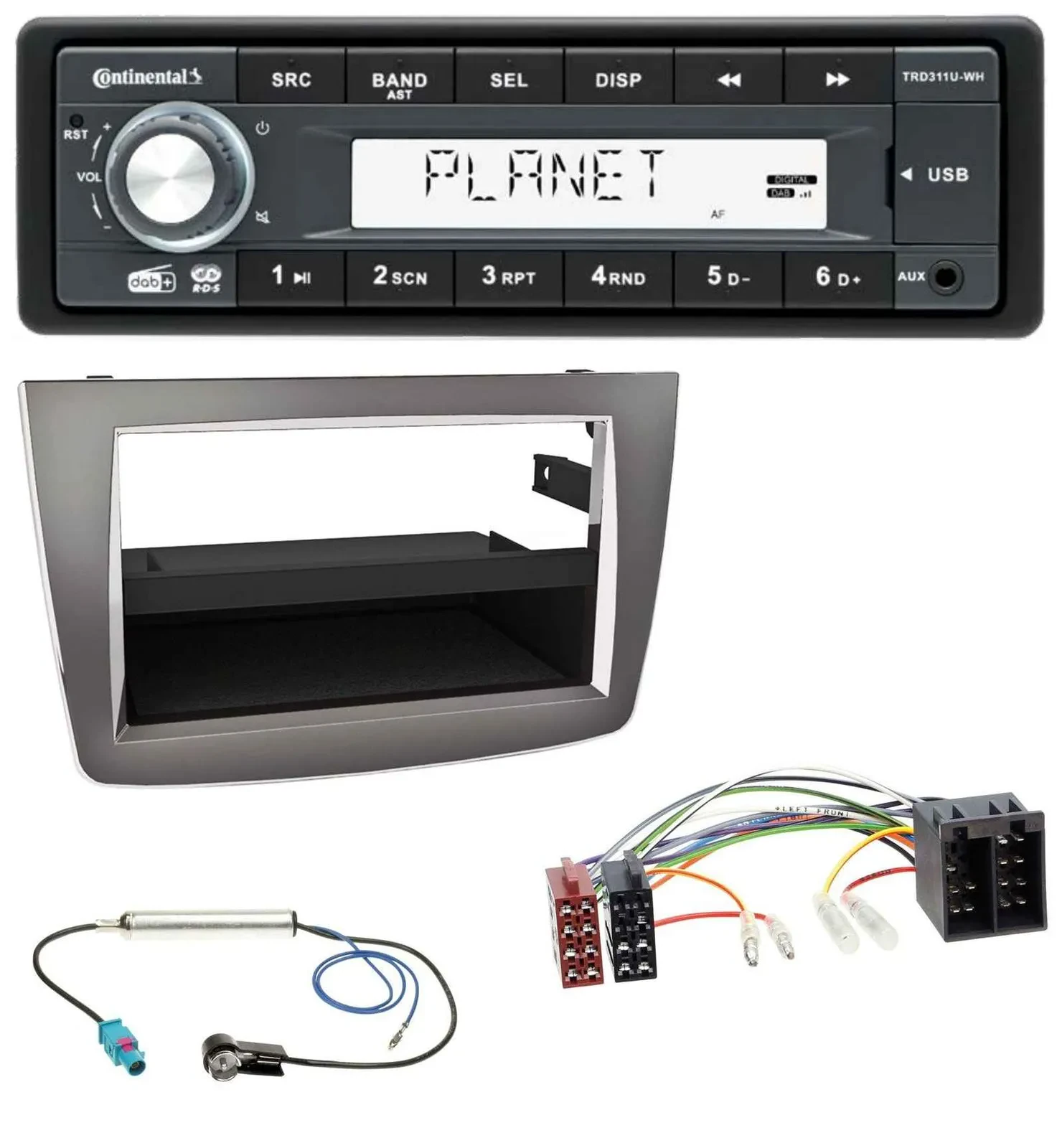 Автомагнитола Continental 1 DIN, MP3, USB, AUX, DAB, ISO, для Alfa Romeo MiTo (955) 2008–2014