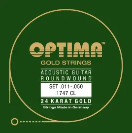 Струны для акустической гитары Optima 1747.CL 24K Gold Strings Satz Roundwound Custom Light 11-50