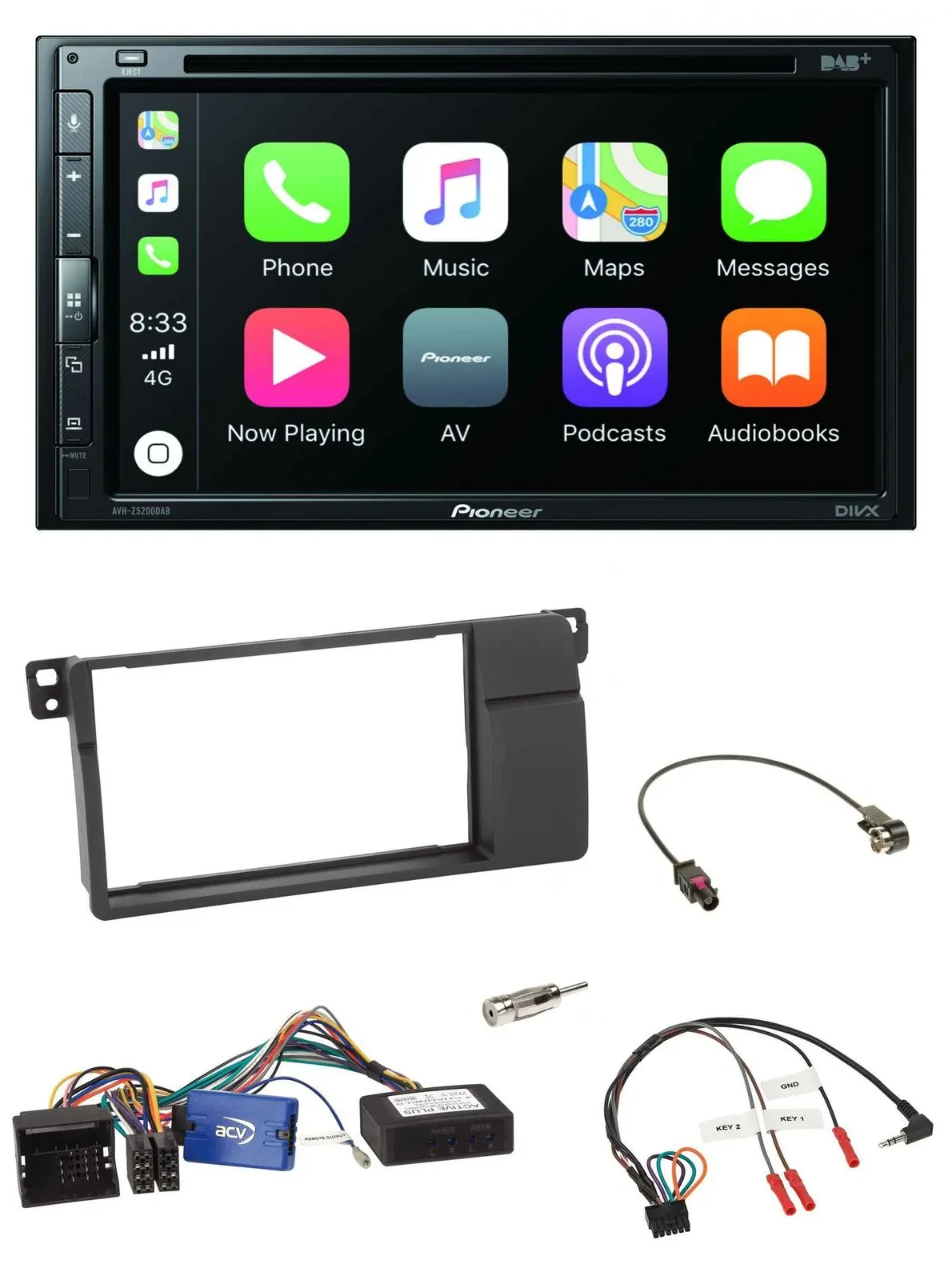 Pioneer DVD 2DIN Lenkrad DAB Bluetooth USB Autoradio für BMW 3er E46 2002-2006 s