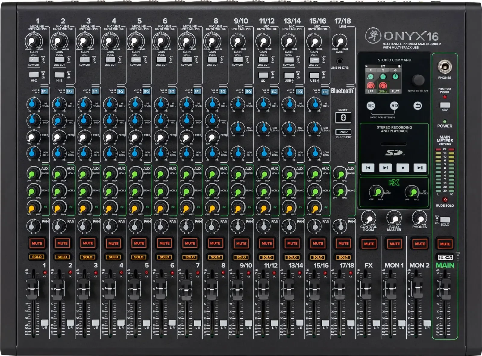 Аналоговый микшер Mackie Onyx 16-Channel Premium Analog Mixer with Multi-Track USB