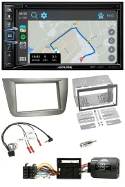 Автомагнитола Alpine 2DIN, навигация, DAB, Bluetooth, USB, совместима с кнопками на руле, для Seat Toledo/Altea, серебристая