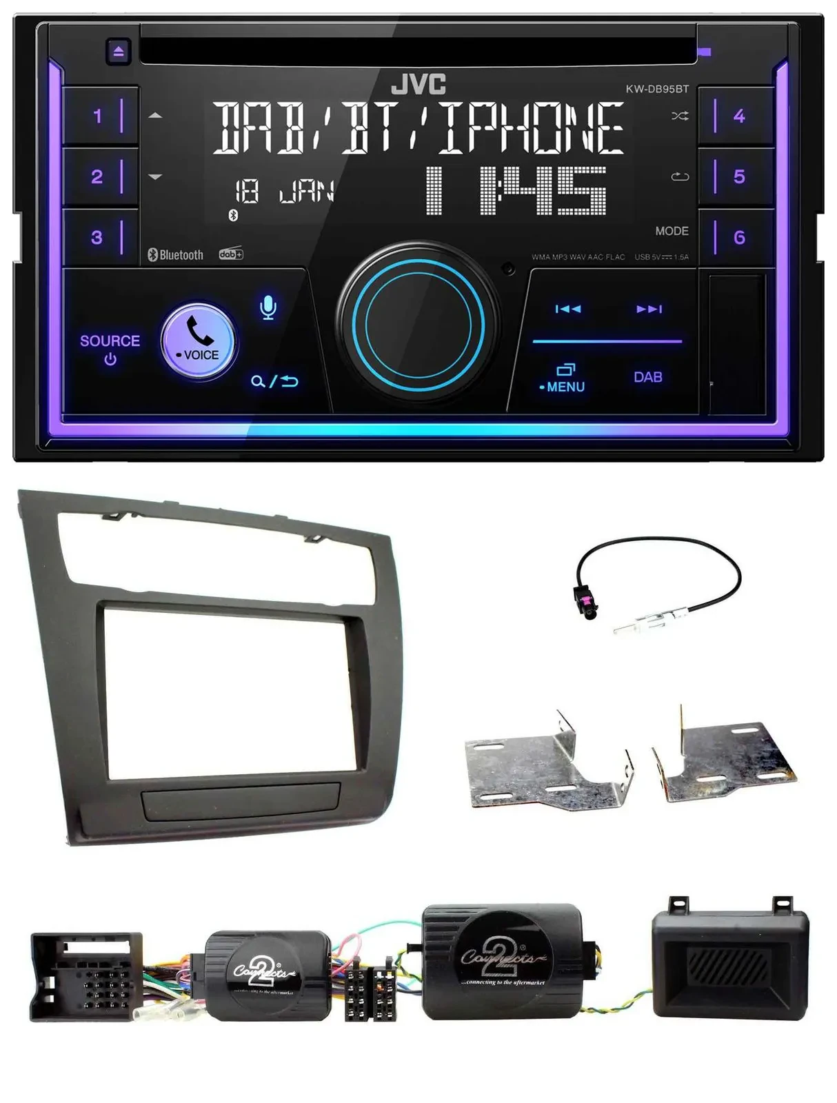 Автомагнитола JVC 2-DIN, DAB, Bluetooth, CD, USB для BMW 1 Series (E87/E)