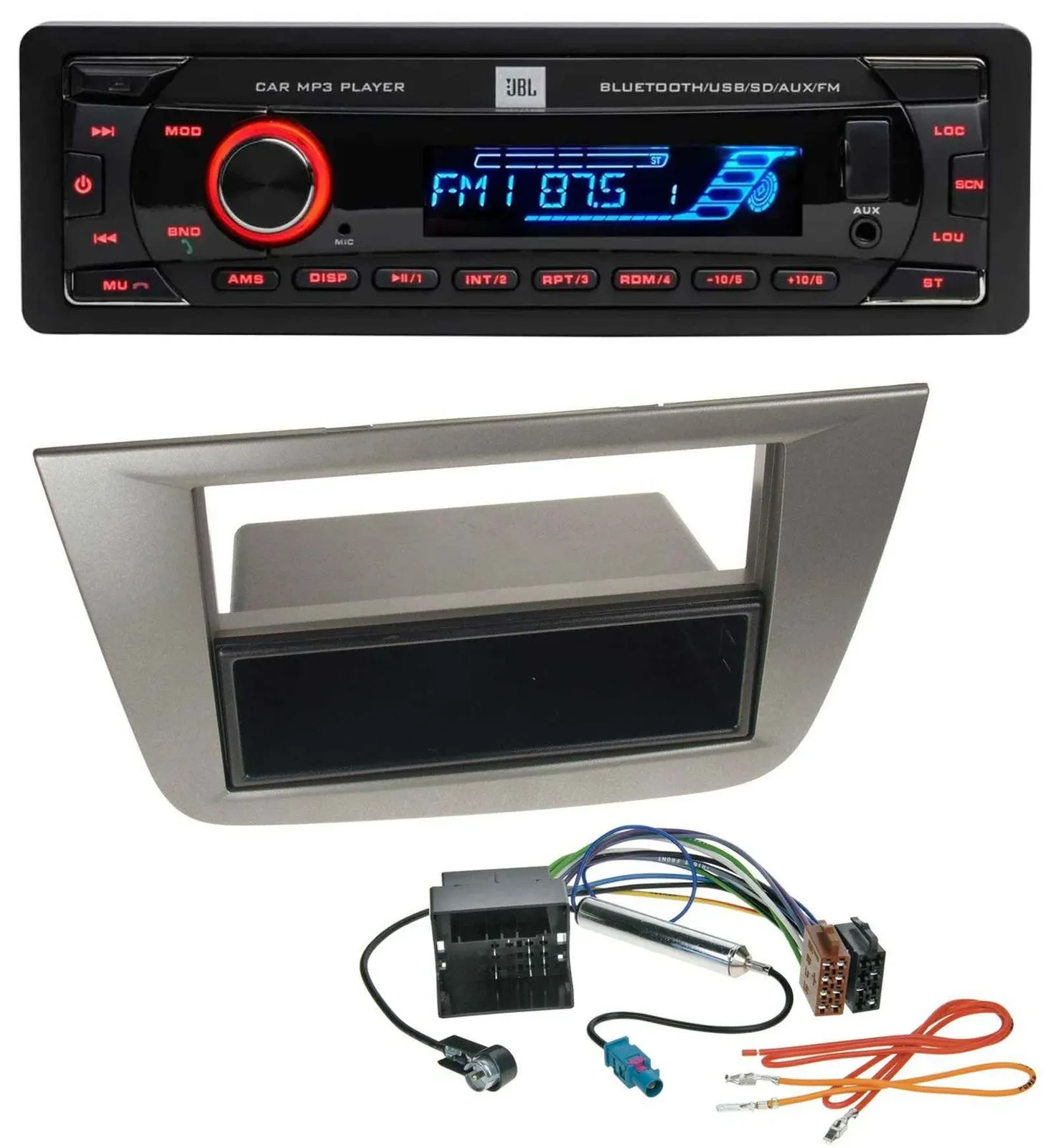 JBL AUX MP3 USB Bluetooth SD Autoradio für Seat Altea Toledo ab 05 Anthrazit-met