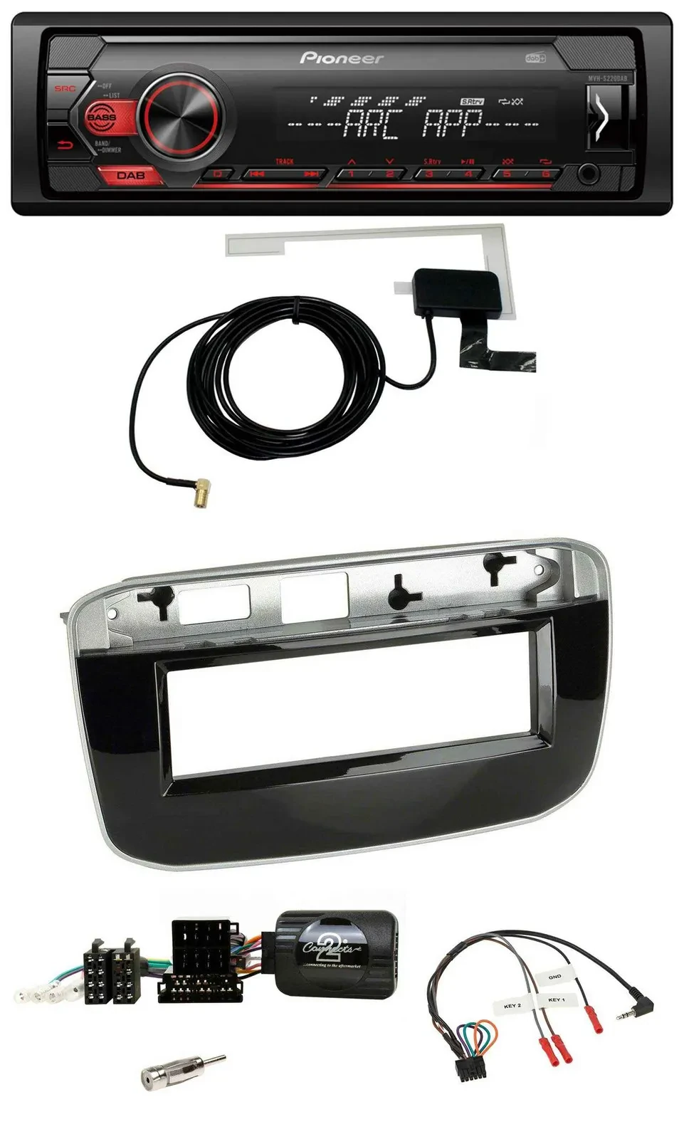 Pioneer 1DIN USB DAB MP3 Lenkrad Autoradio für Fiat Punto Punto Evo ab 2009