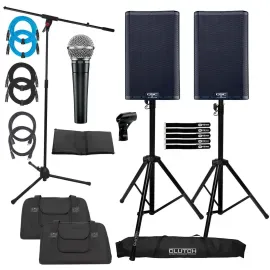 QSC K8.2 K2 Series 8" Powered Speakers with Microphone & Totes