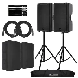 RCF ART 915-A 15" Digital Active Powered Loud Speakers Pair w Stands & Covers