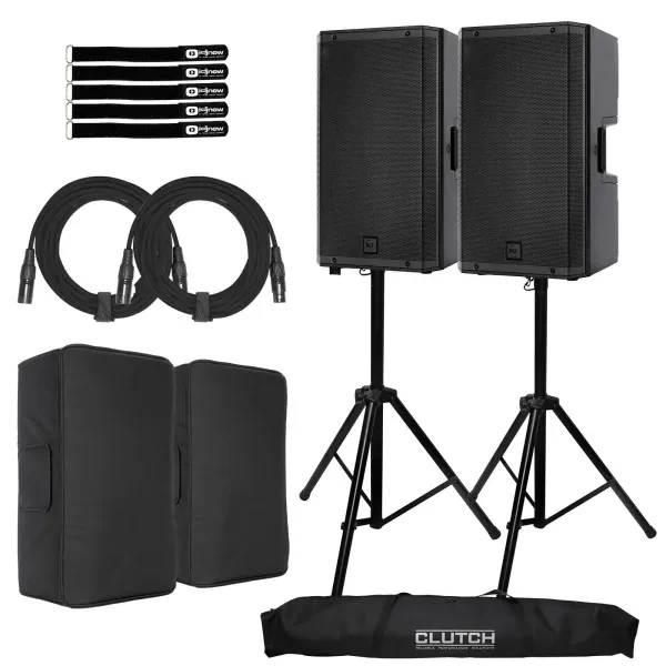 RCF ART 915-A 15" Digital Active Powered Loud Speakers Pair w Stands & Covers