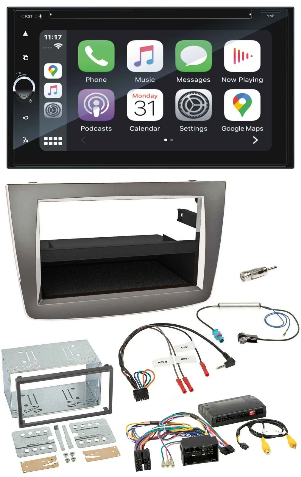 Blaupunkt USB DAB Bluetooth 2DIN TMC Lenkrad Navigation für Alfa Romeo Mito silb