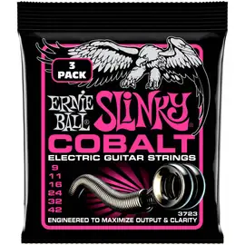 Струны для электрогитары Ernie Ball 3723 Cobalt Slinky 9-42 (3 комплекта)