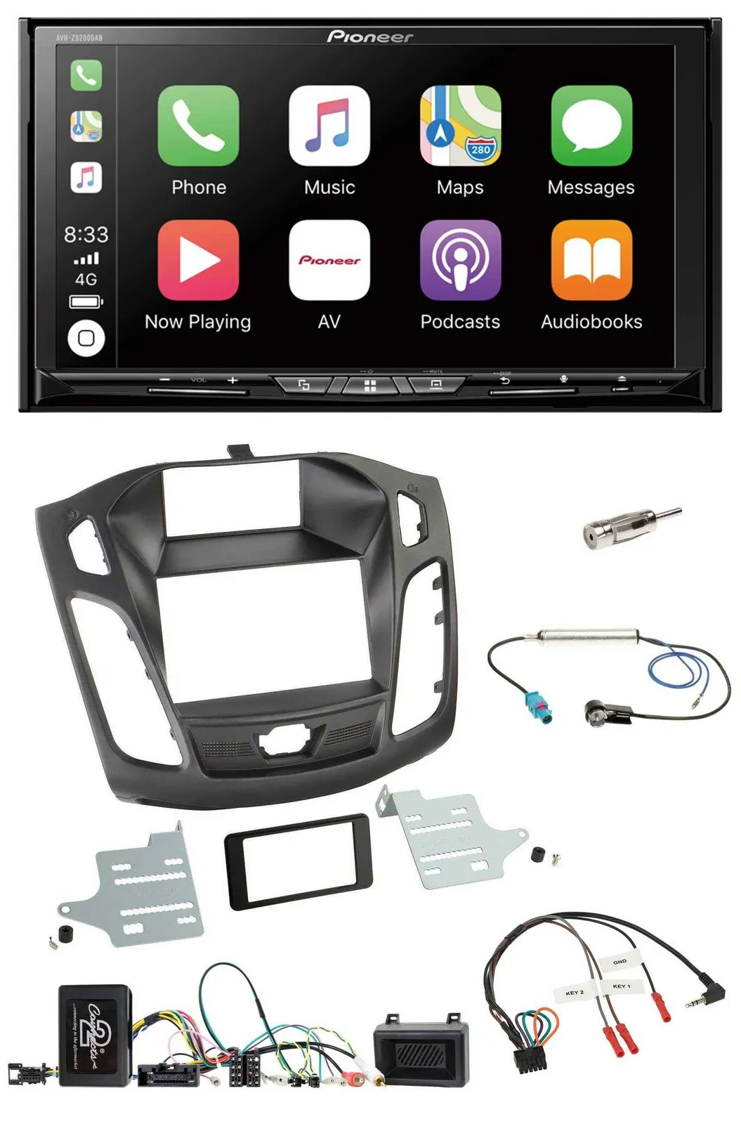 Pioneer 2DIN Lenkrad USB DAB DVD Bluetooth Autoradio für Ford Focus 2011-2014