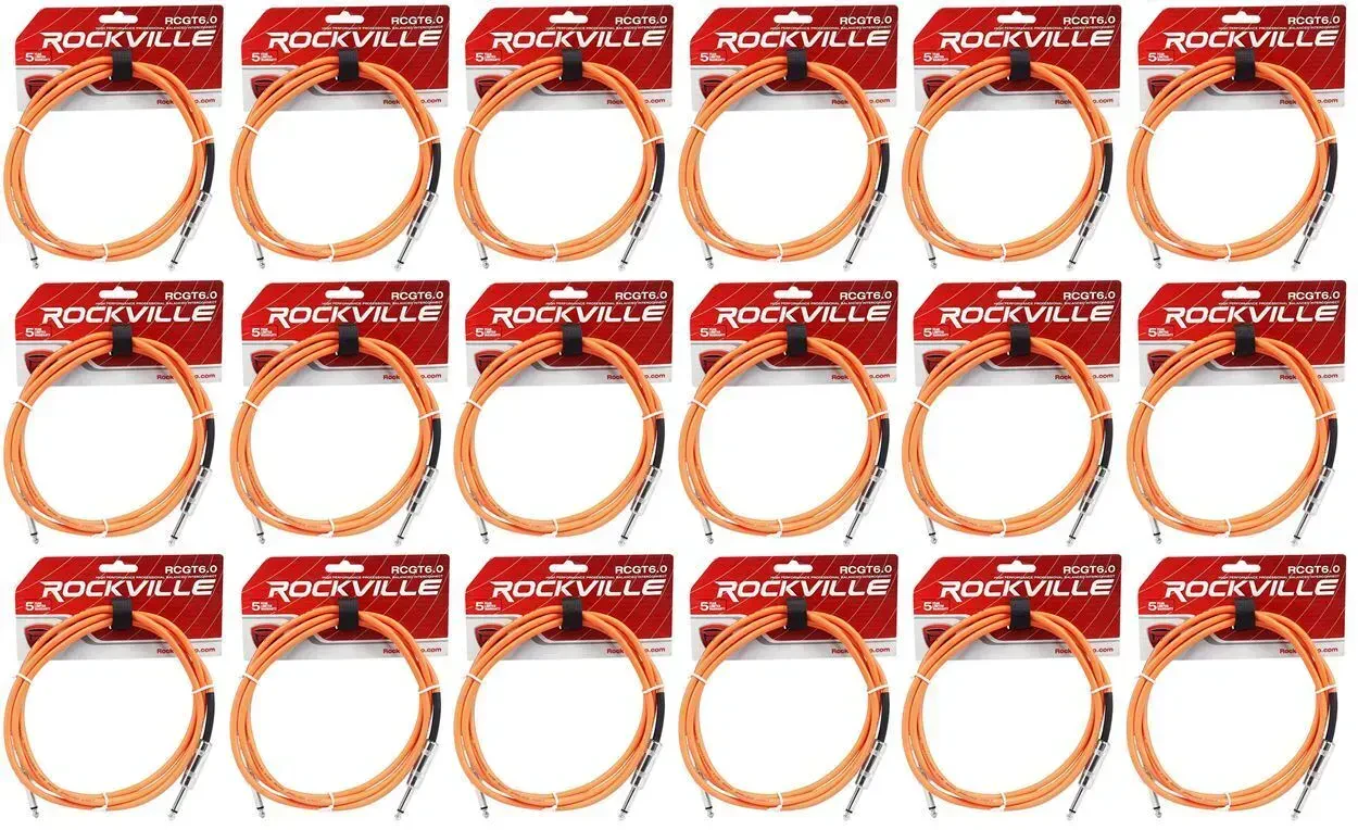 Инструментальный кабель Rockville RCGT6.0O Orange 1.8 м (18 штук)