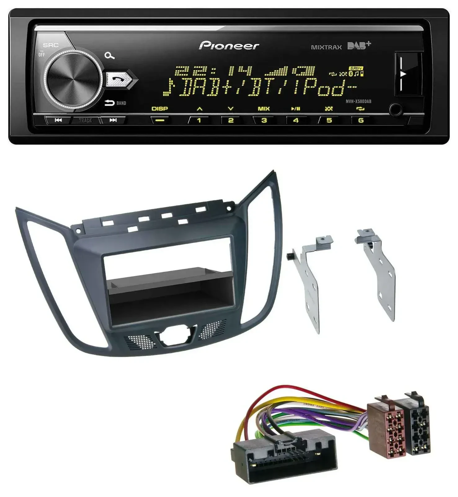 Автомагнитола Pioneer для Ford C-Max / Kuga Bluetooth USB DAB MP3 темно-серая