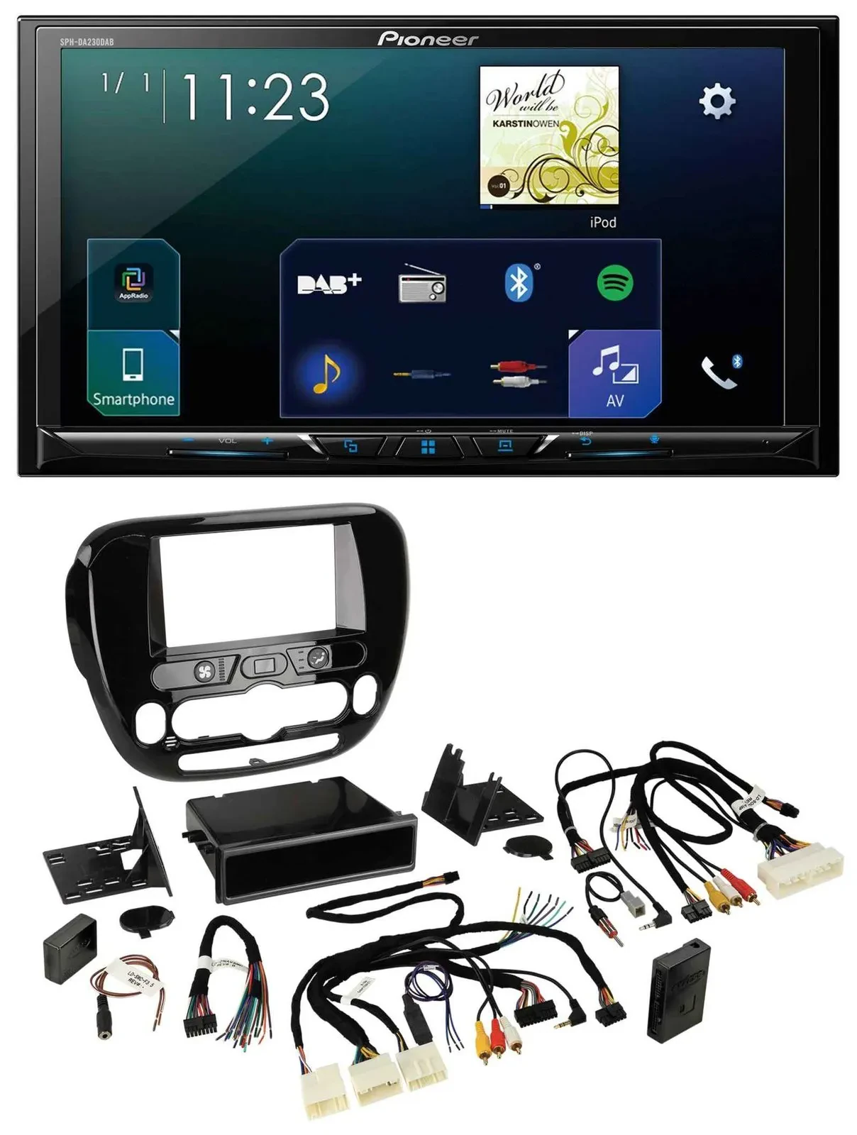 Pioneer Lenkrad Bluetooth USB 2DIN DAB Autoradio für Kia Soul ab 2014 Klima