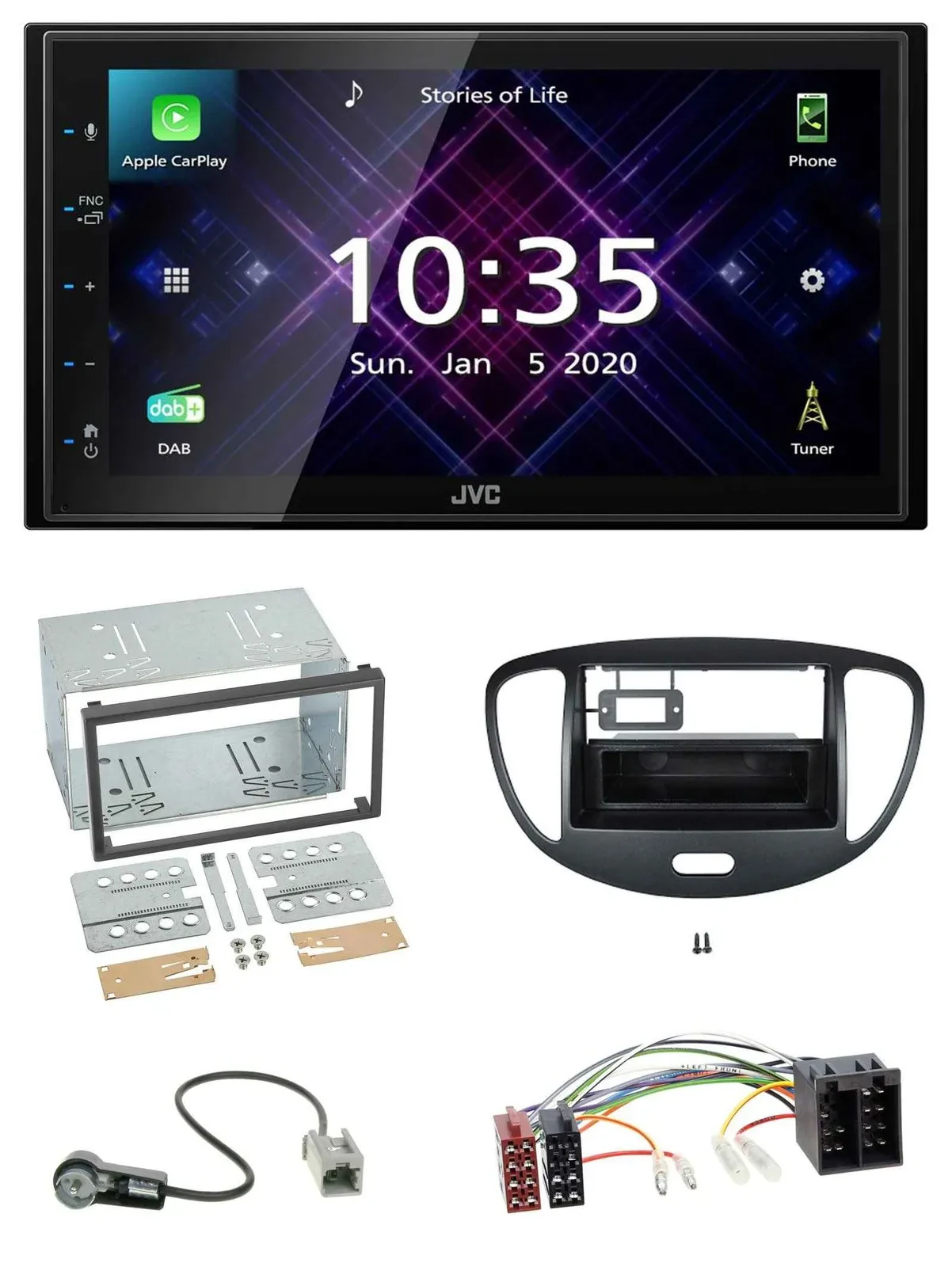 JVC DAB 2DIN MP3 Bluetooth USB Autoradio für Hyundai i10 2008-2013 schwarz