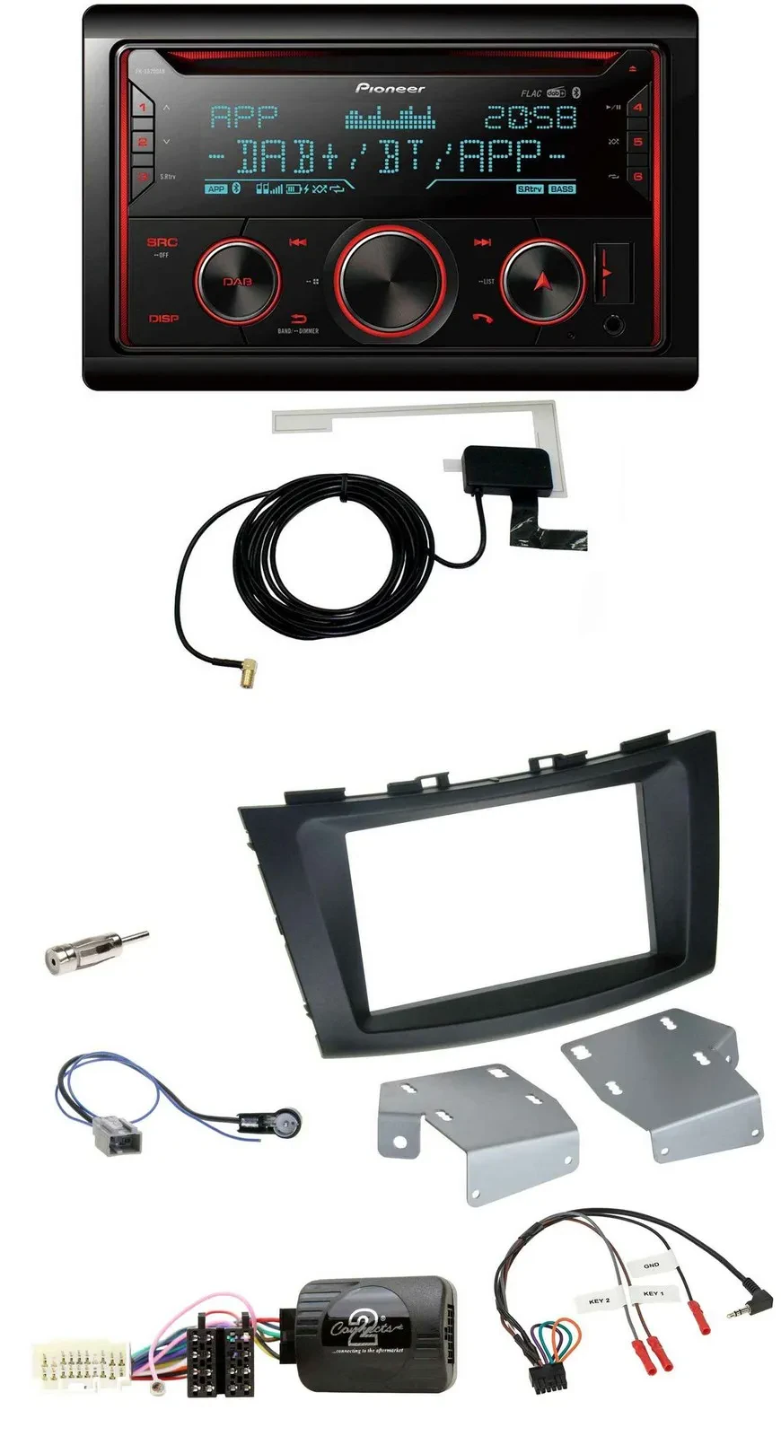 Автомагнитола Pioneer 2-DIN, DAB, USB, CD, Bluetooth для Suzuki Swift (с 2011), поддержка кнопок на руле