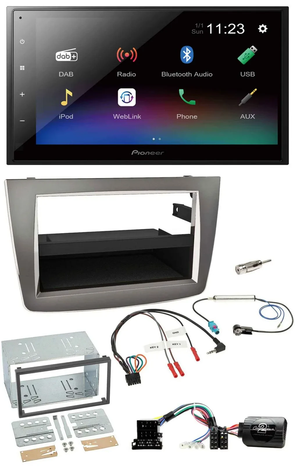 Pioneer USB Bluetooth DAB 2DIN Lenkrad Autoradio für Alfa Romeo Mito 2008-2014 s