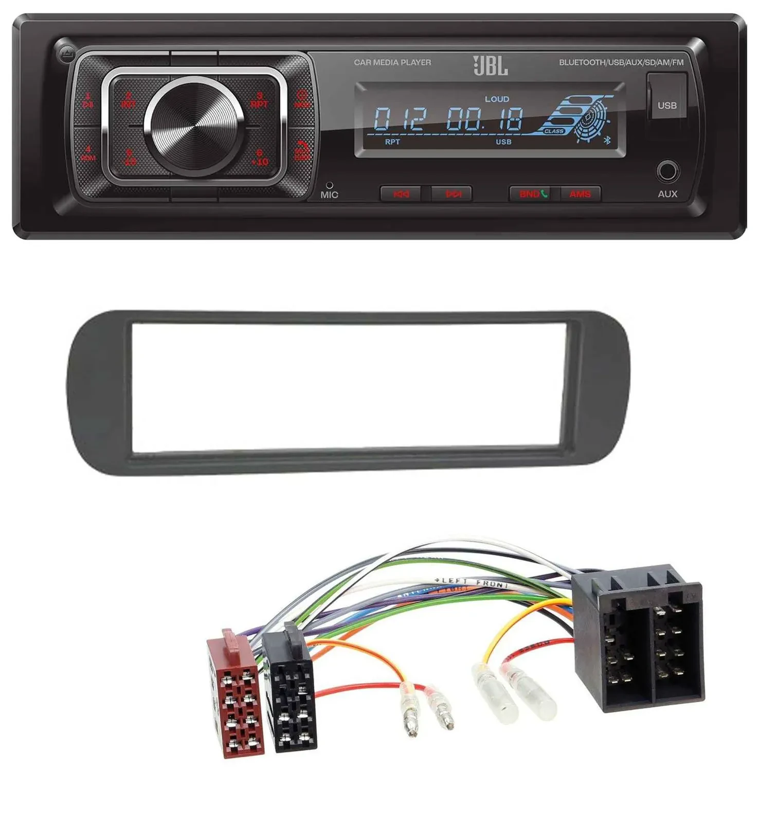 JBL SD AUX MP3 USB Bluetooth Autoradio für Lancia Y (1996-2004) - schwarz