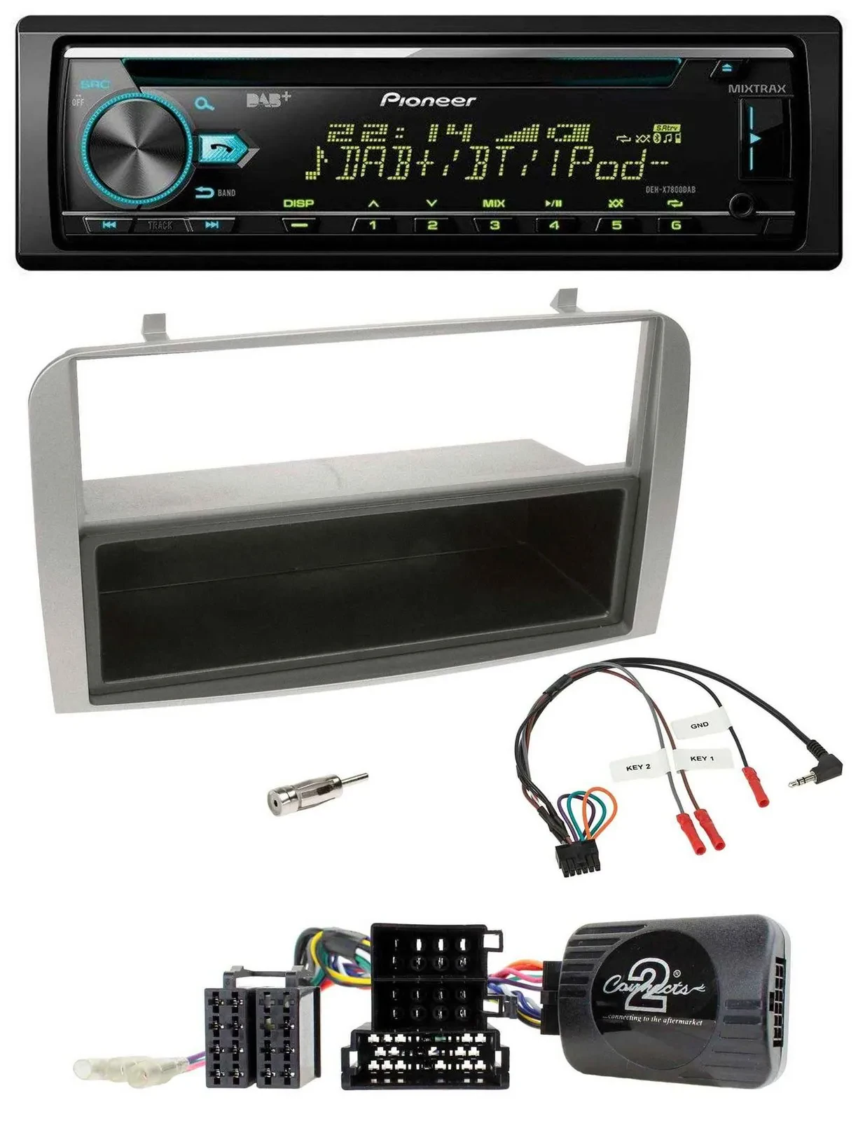 Pioneer DAB Lenkrad CD USB Bluetooth Autoradio für Alfa GT 147 07-10 silber Abla