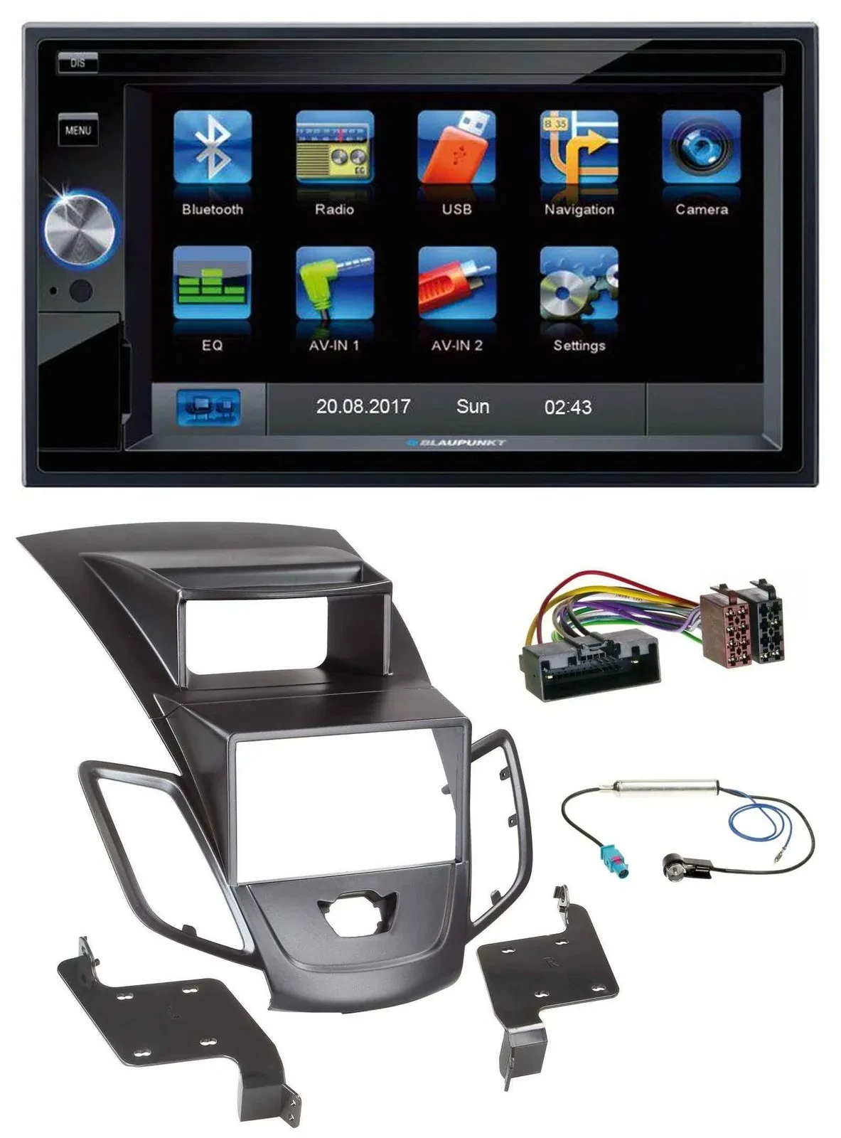 Blaupunkt SD Bluetooth 2DIN MP3 USB AUX Autoradio für Ford Fiesta 10-17 Display