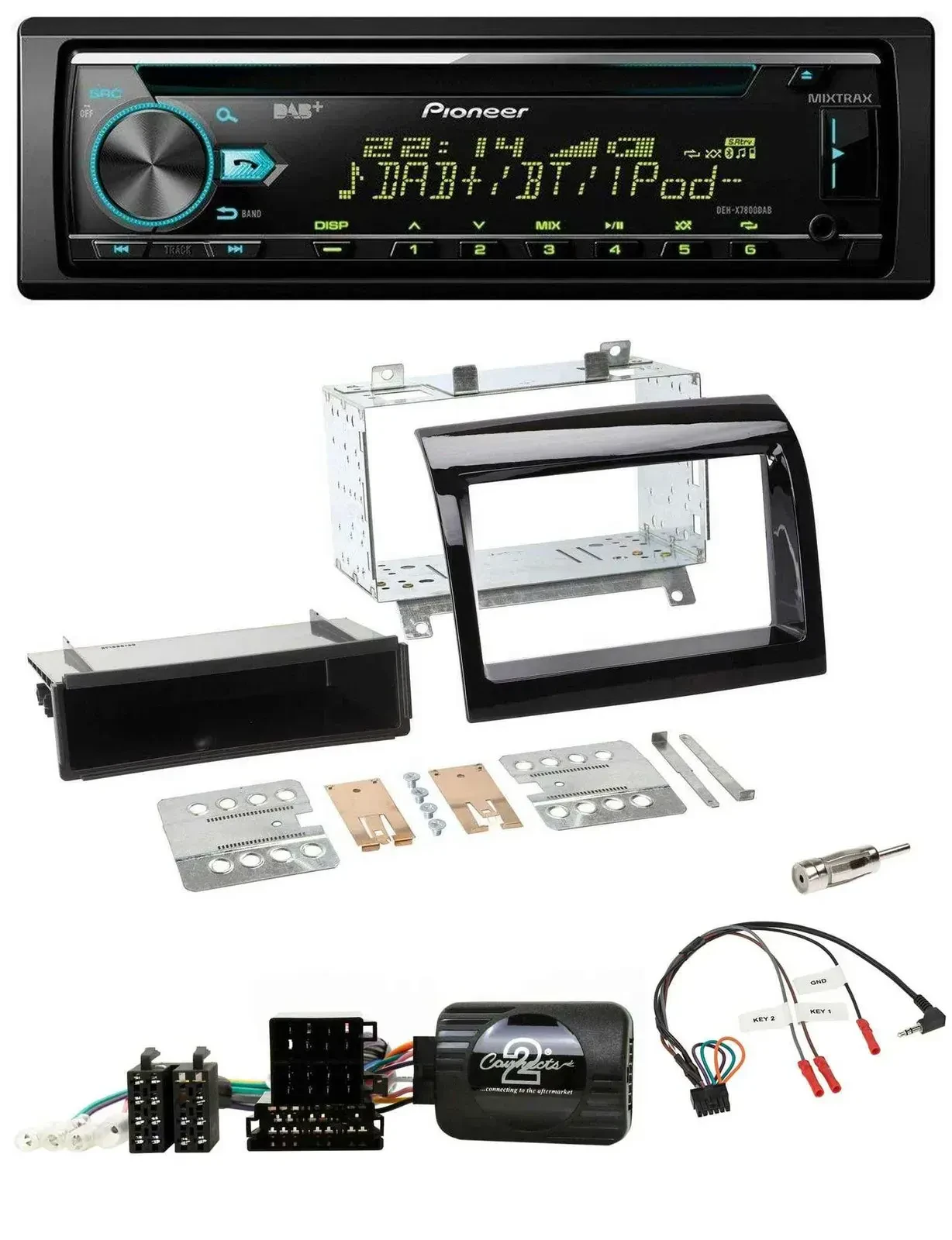 Автомагнитола для Fiat Ducato 2012–2015 Pioneer DAB CD USB Bluetooth, черный глянец (piano black)