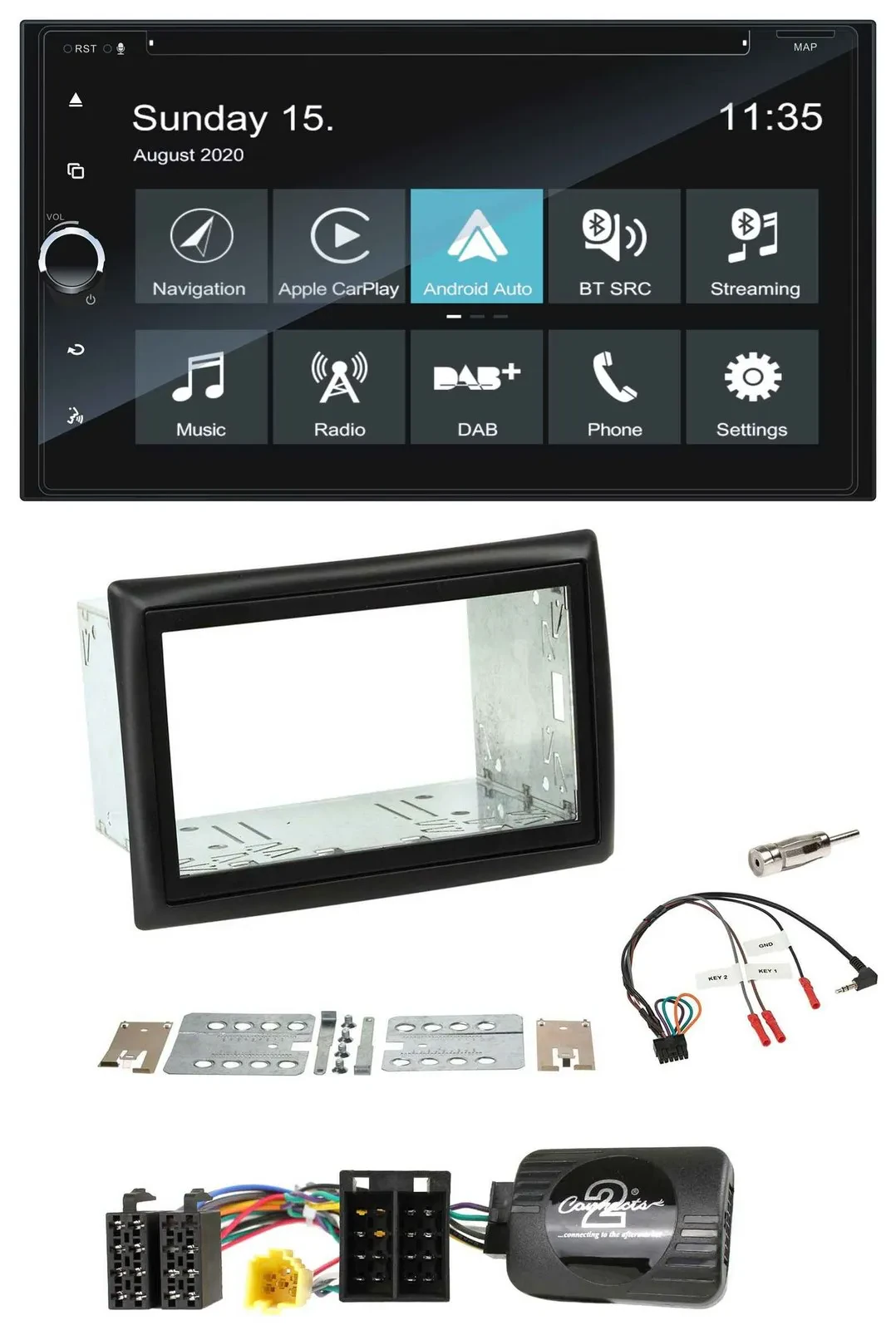 Blaupunkt 2DIN Lenkrad TMC Bluetooth USB DAB Navigation für Renault Megane II 20