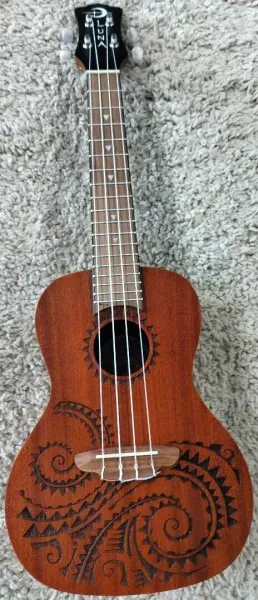 Luna Model UKE TC MAH Tattoo Mahogany Concert Size Acoustic Ukulele with Gig Bag