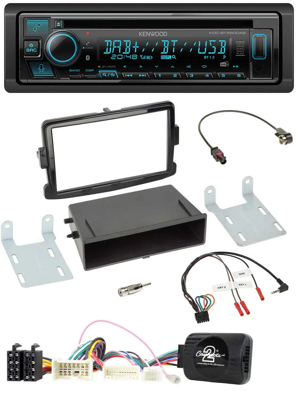 Kenwood Bluetooth DAB CD Lenkrad USB Autoradio für Dacia Duster Dokker Logan ab